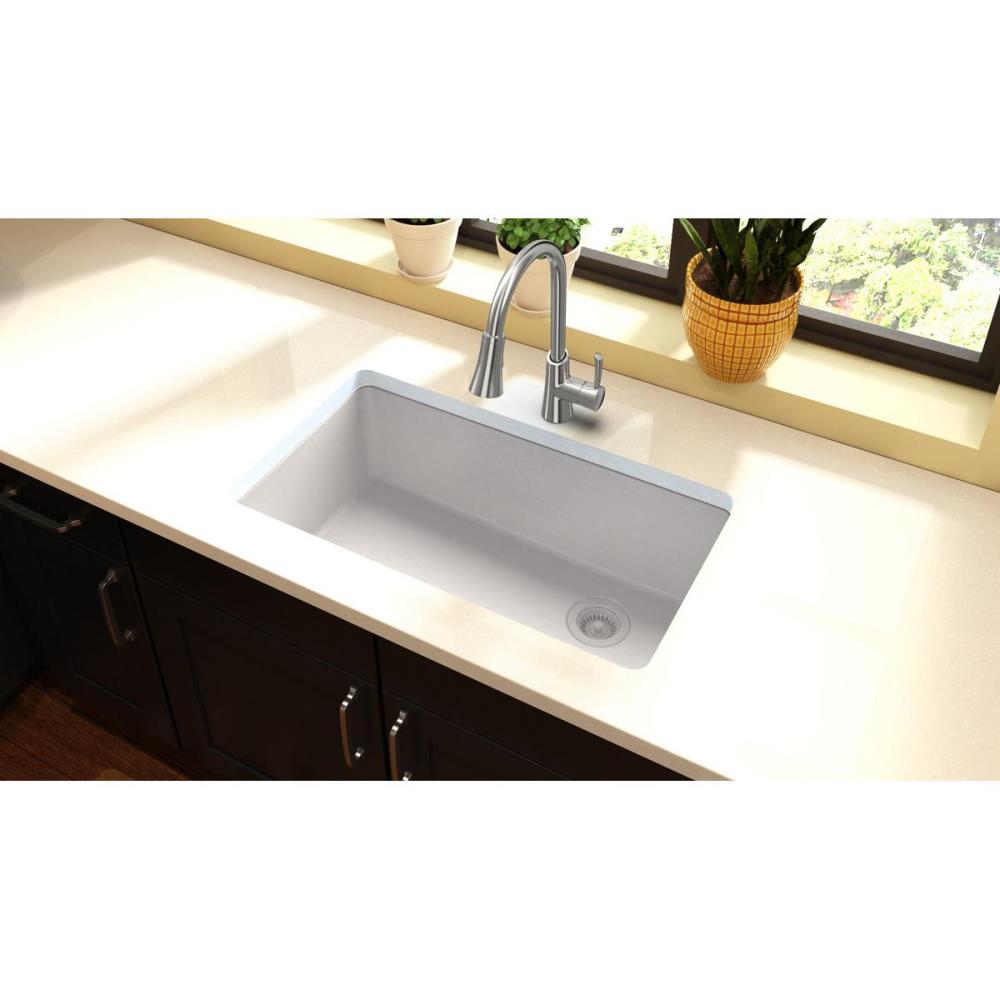 Elkay Quartz Classic Undermount 33 In X 18 75 In White Single Bowl Kitchen Sink At Lowes Com