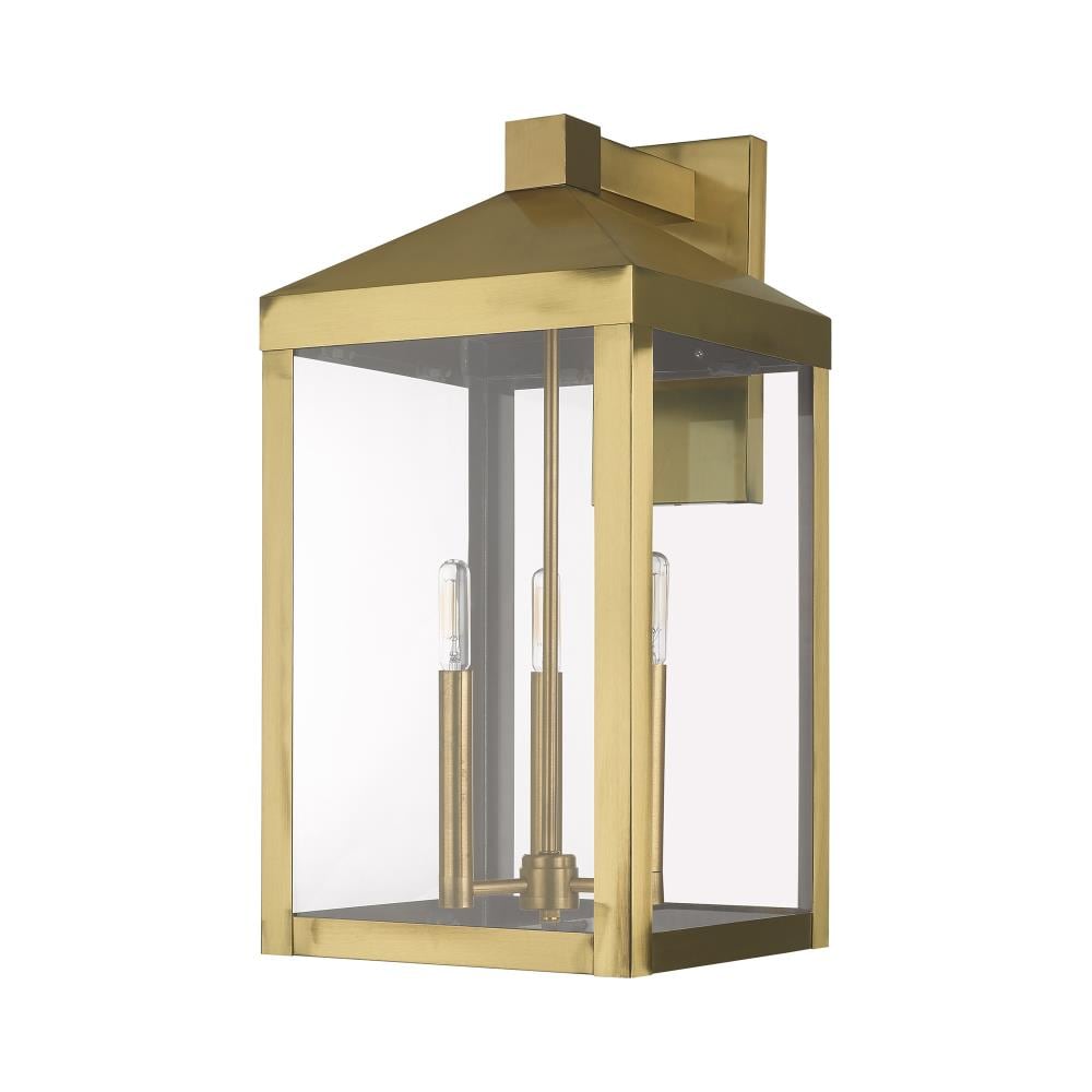 Antique Brass 21.75" Outdoor Wall Lantern with Clear Glass