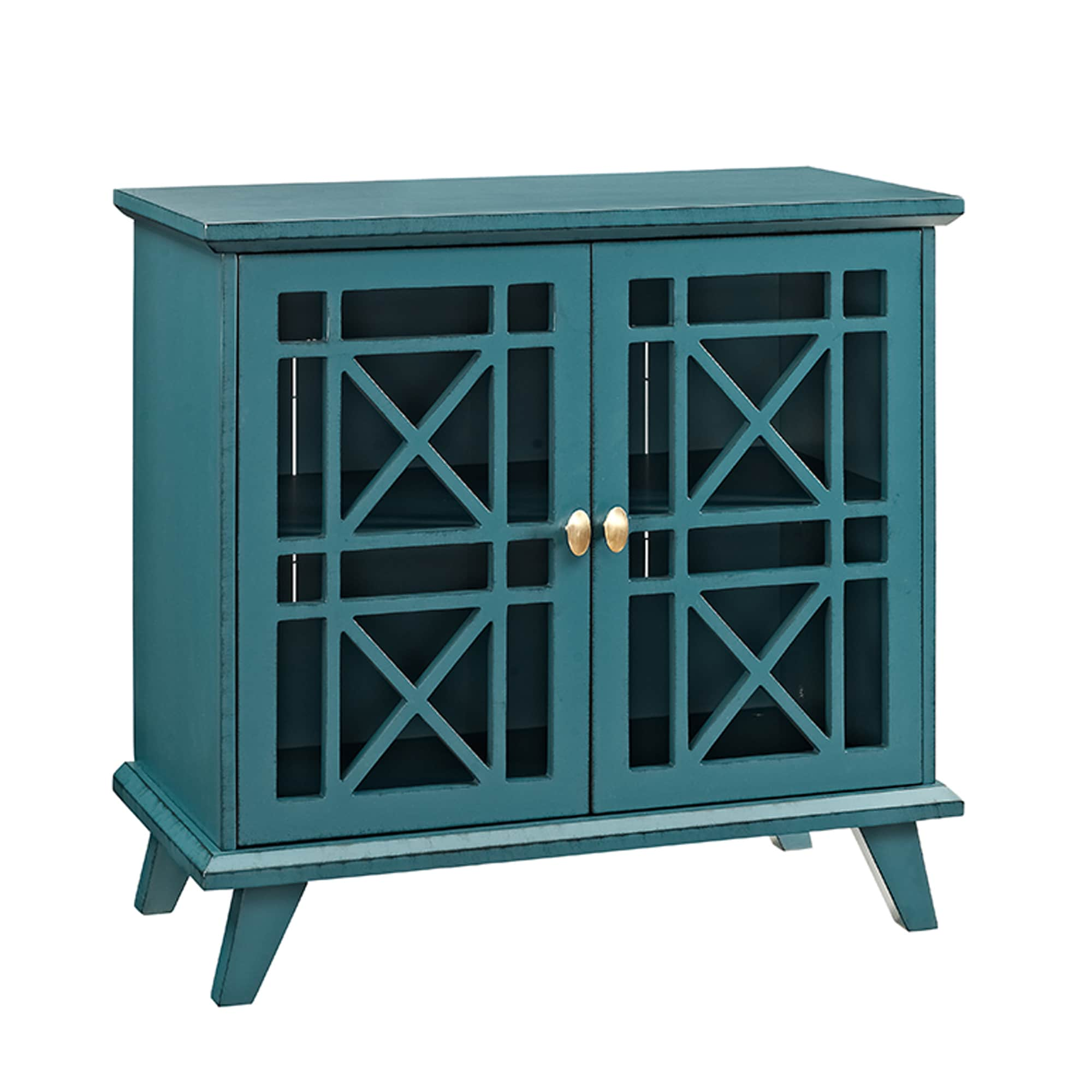 Walker Edison Teal Wood Veneer Console Table 30-in Height Transitional ...