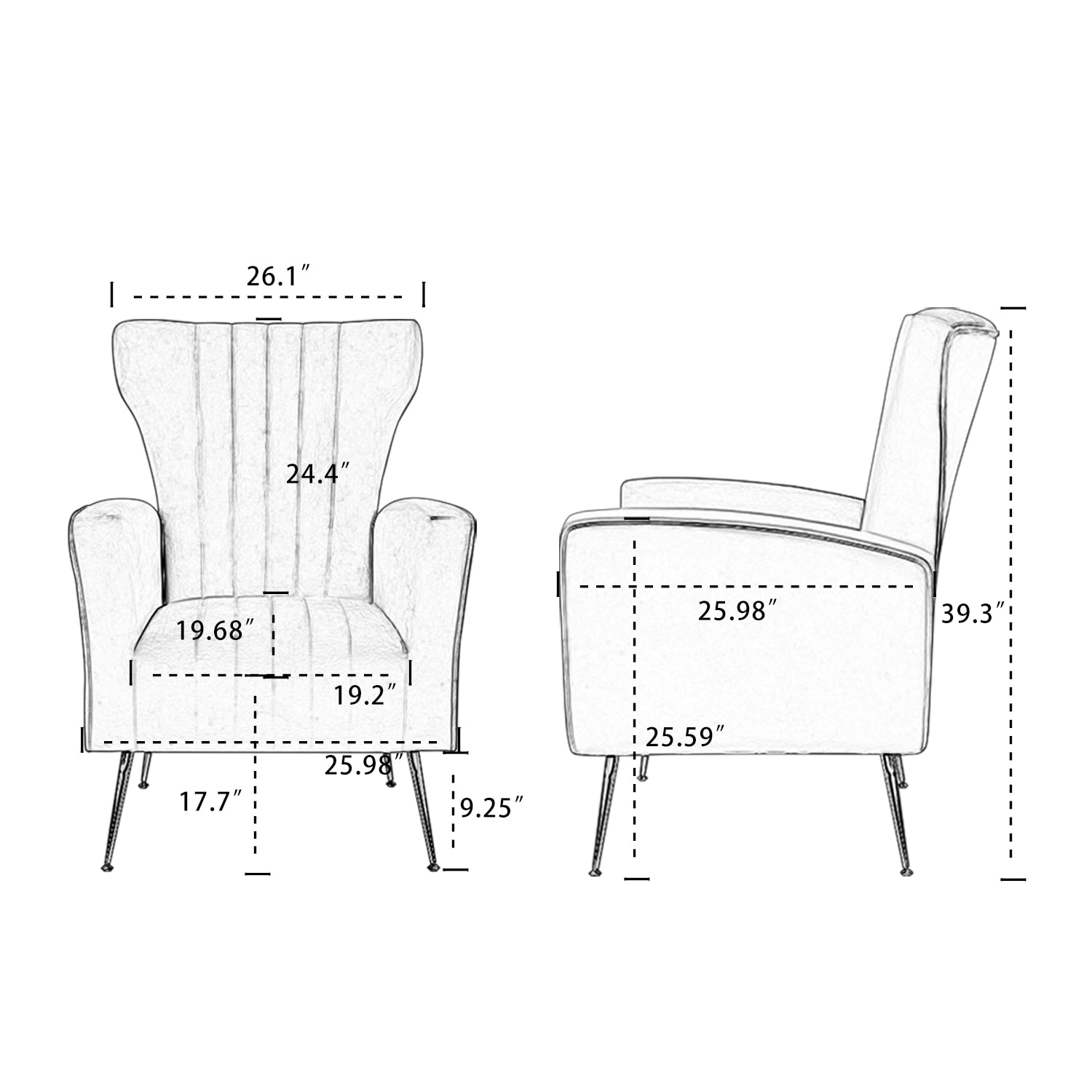 Wing best sale chair dimensions