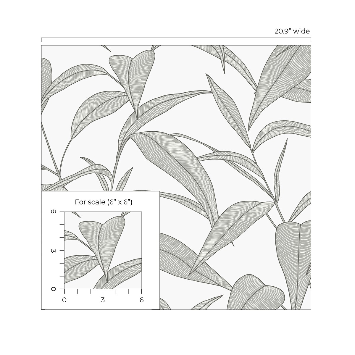 Greystone Pinstripe Leaf Trail Self-Adhesive Vinyl Wallpaper Roll