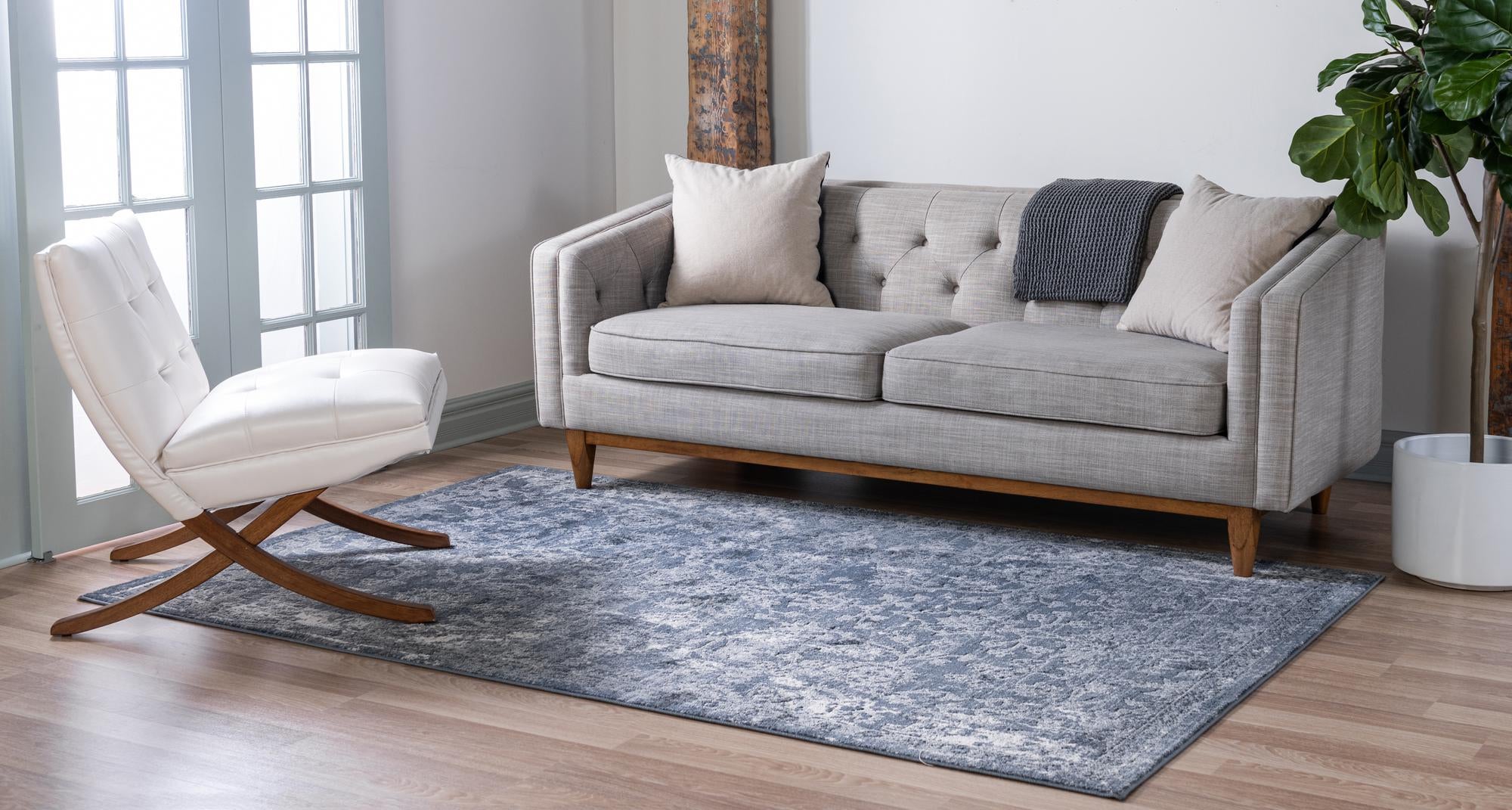 Unique Loom 3147404 Portland 5 x 8 (ft) Loomed Polypropylene Blue Rectangular Indoor Floral/Botanical Area rug