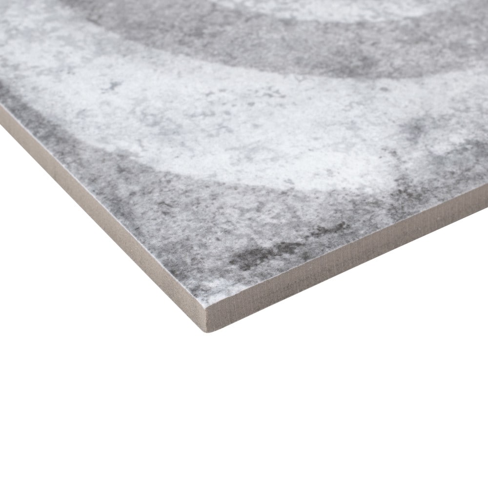 Vendome 18" Gray and White Porcelain Vintage Tile
