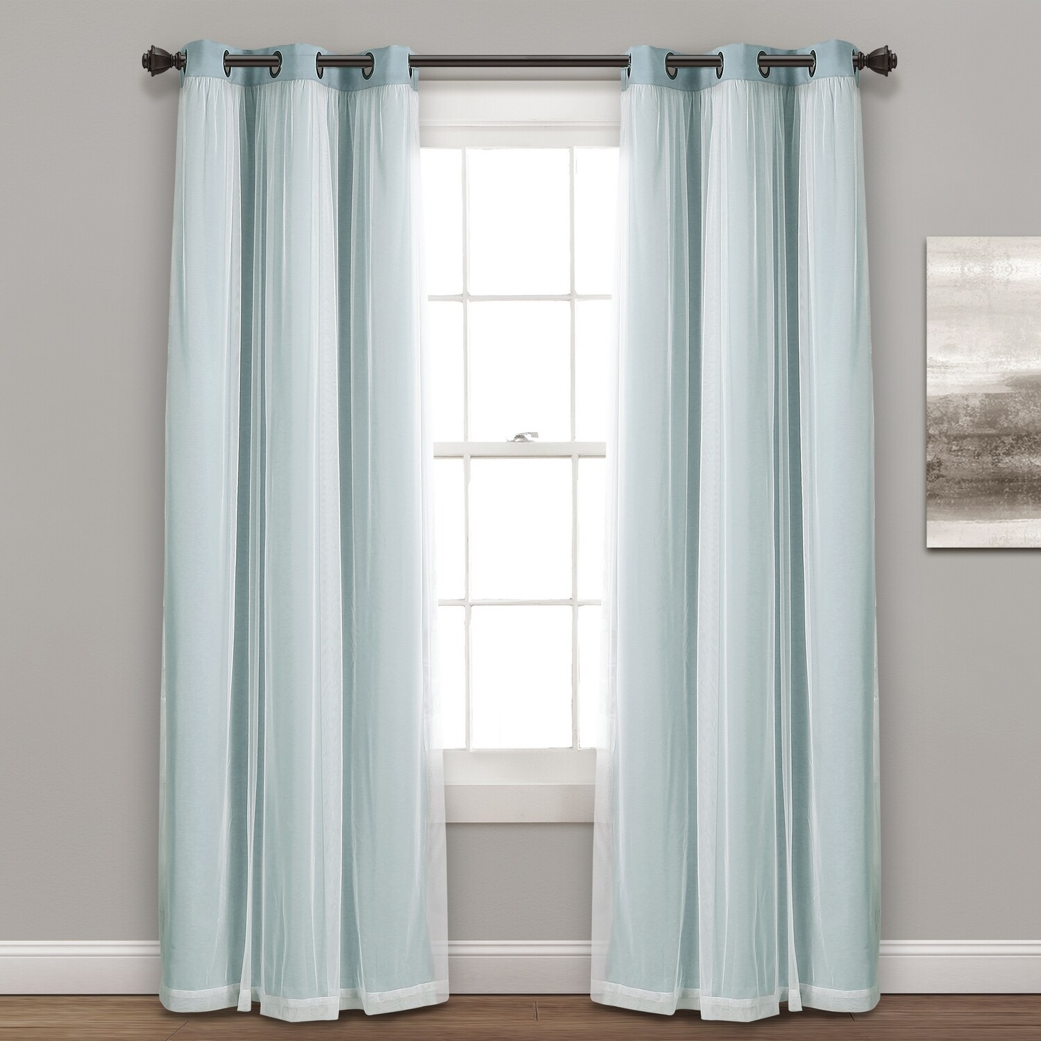 Lush Decor 95-in Blue Blackout Grommet Curtain Panel Pair In The ...