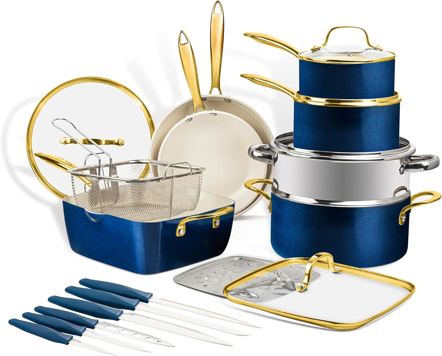 Gotham Steel 2878 20 -Piece 14-in Aluminum Cookware set with Lid