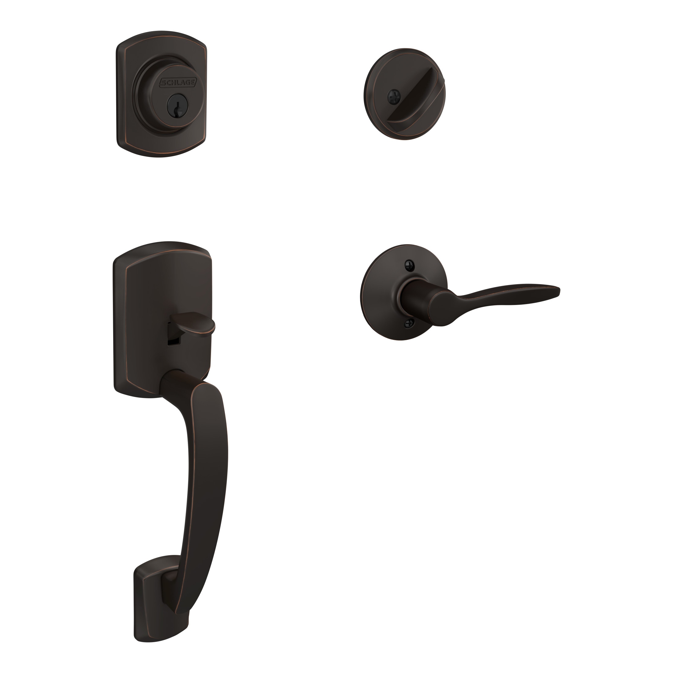 Schlage Greenwich-Delfayo Aged Bronze Single-Cylinder Deadbolt Entry ...