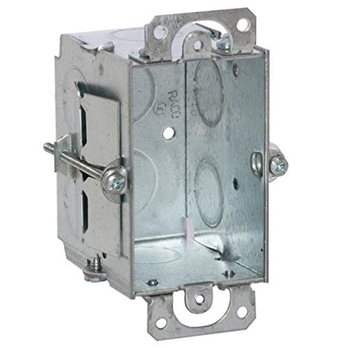 RACO Hubbell Hubbell- 506 Switch Box in 3 x 2-Inch Gangable 2-1/2-Inch. Deep Eight 1/2-Inch. Knockouts Old Work Plaster Ears Gray Finish Pack of 5 #506-B8A8