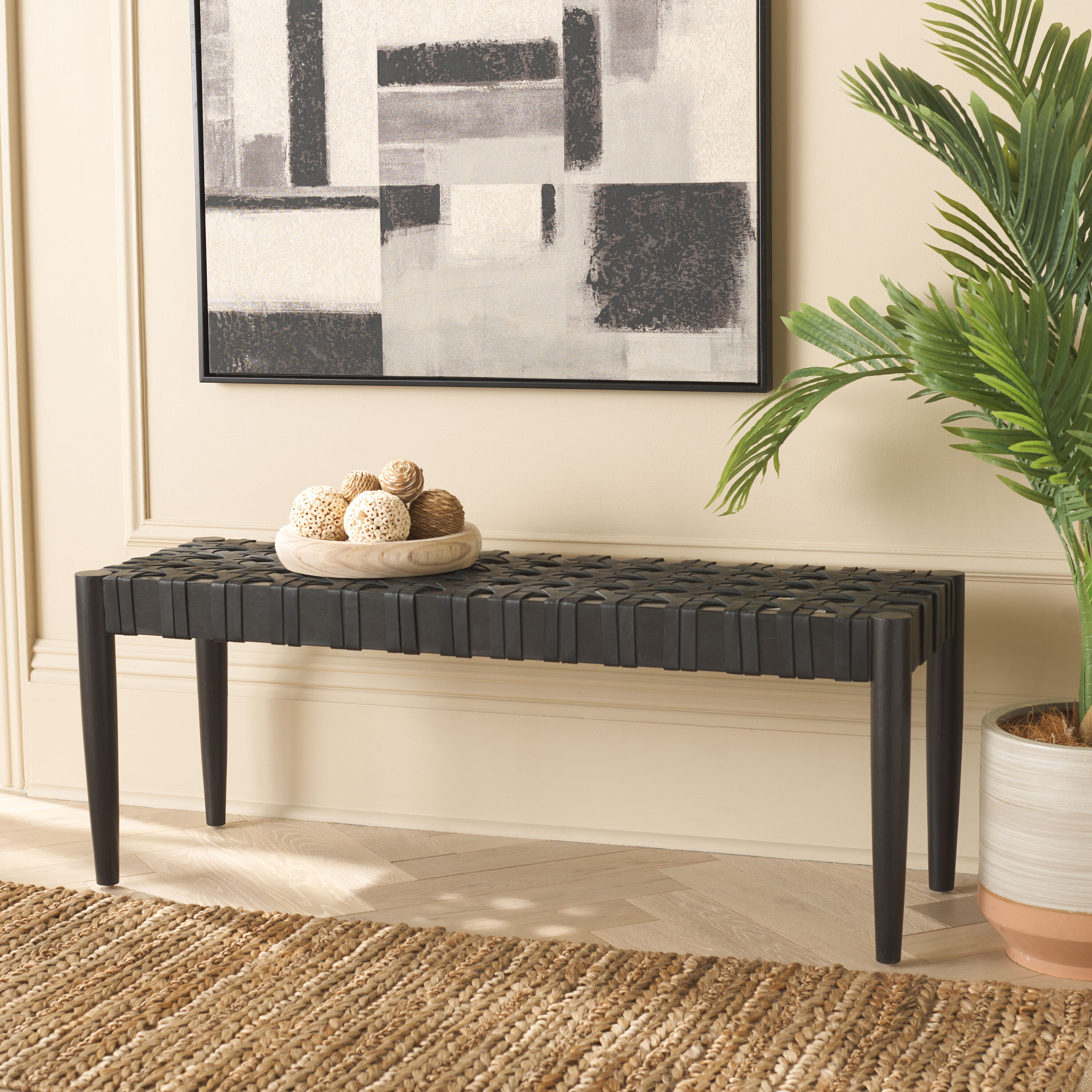 Safavieh BCH4000A Casual Black Accent Bench 47-in x 16-in x 16-in