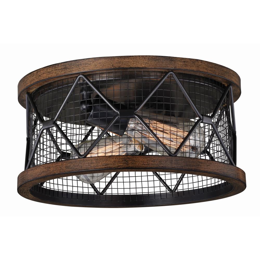 Cascadia C0189 Bremerton 2-Light 13-in Oil Rubbed Bronze and Burnished Teak Flush Mount Light