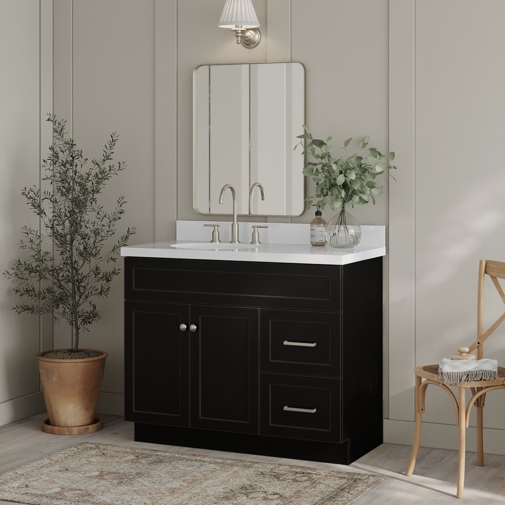 ARIEL F042S-L-BC-BLK Hamlet 42-in Black Bathroom Vanity Base Cabinet without Top