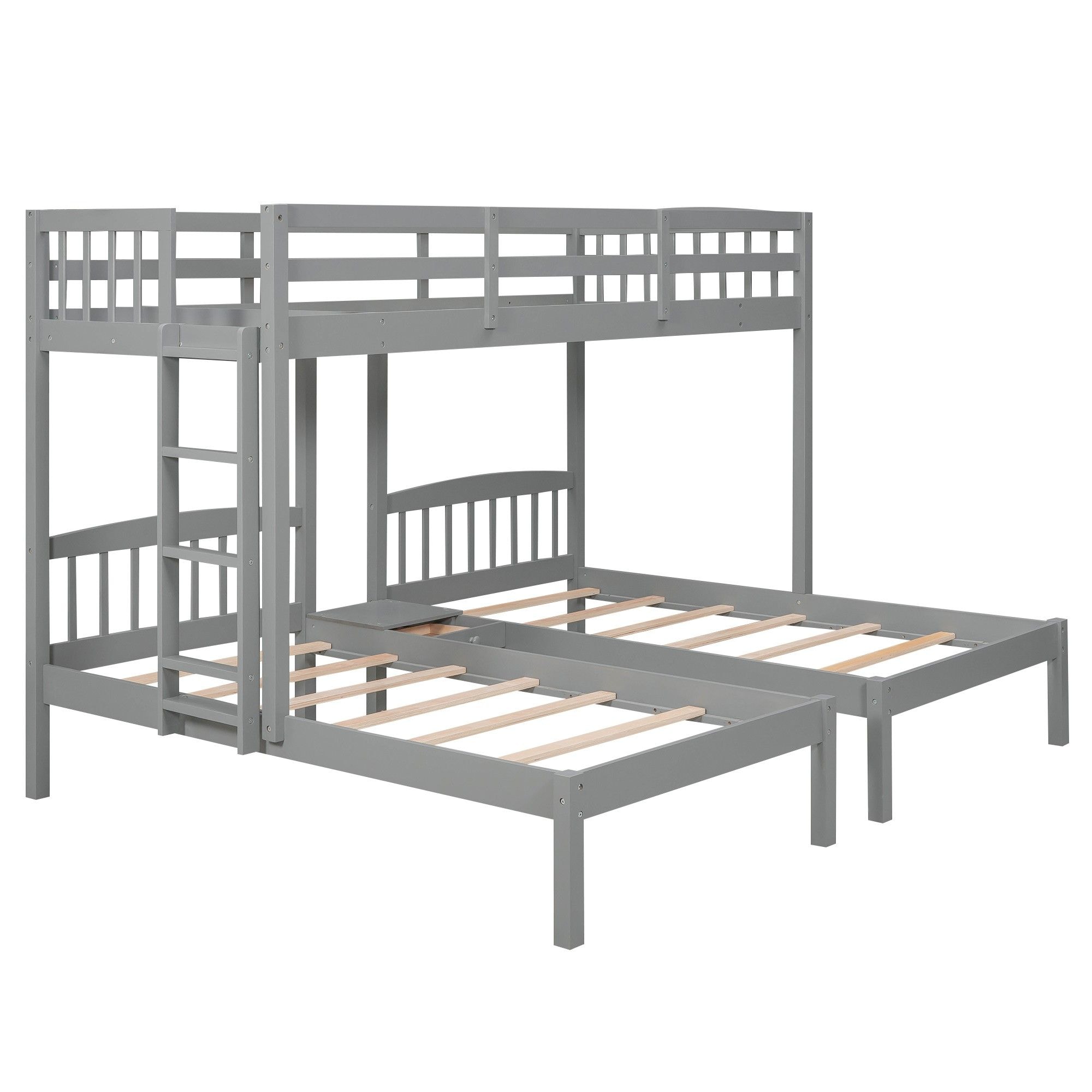 Yiekholo Gray Twin Over Twin Bunk Bed LL-W-0649AAE at Lowes.com