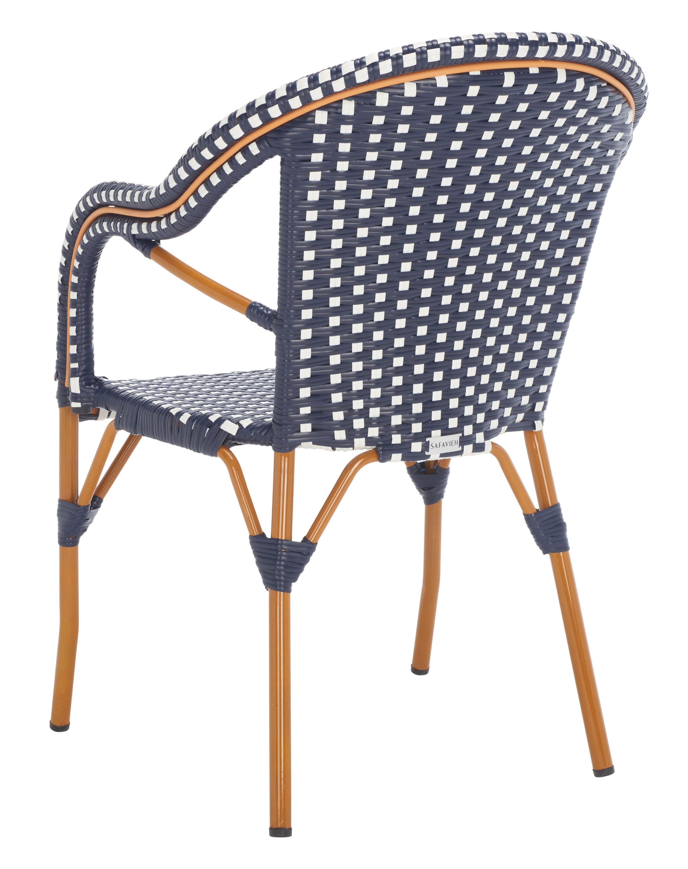 Navy and White Wicker Outdoor Armchair Set of 2