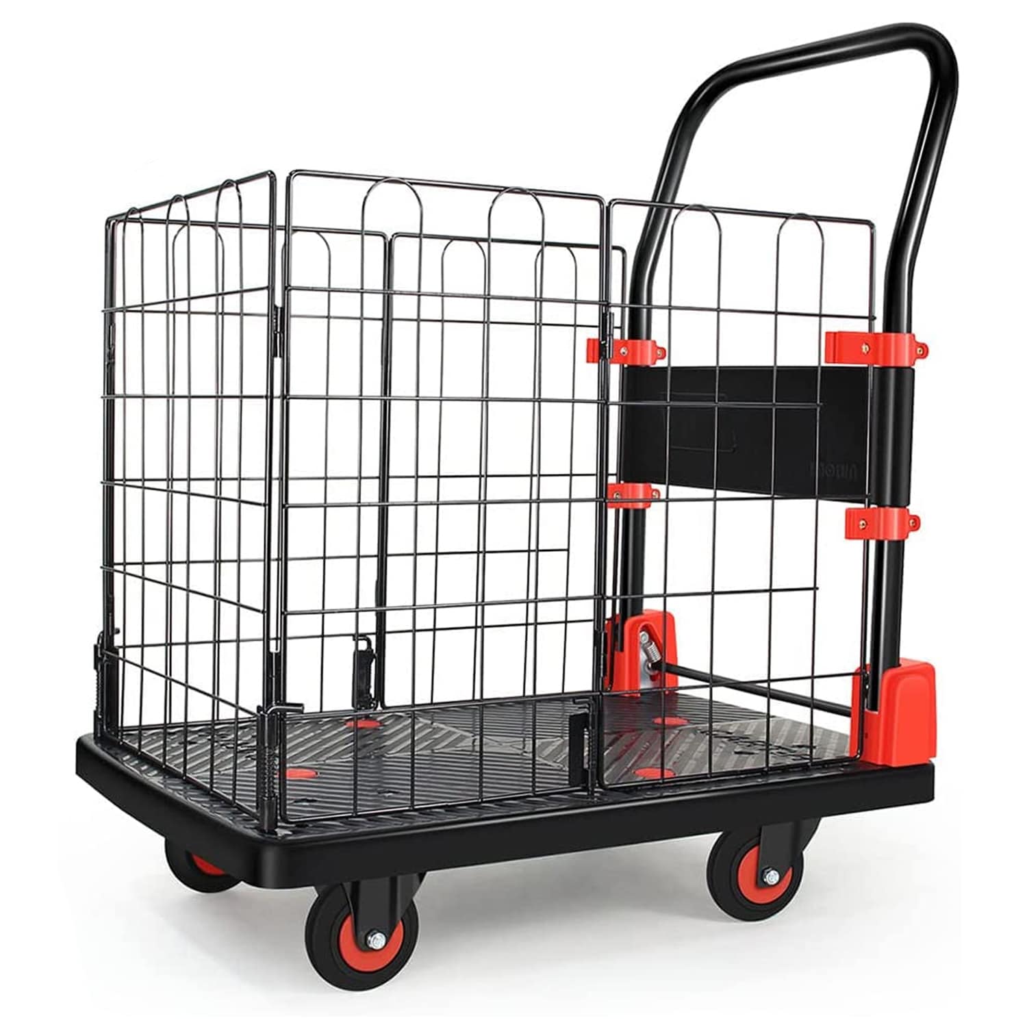 Kahomvis COS-QPW1-010 330-lbs. Capacity 4 -Wheel Black Plastic Folding hand truck