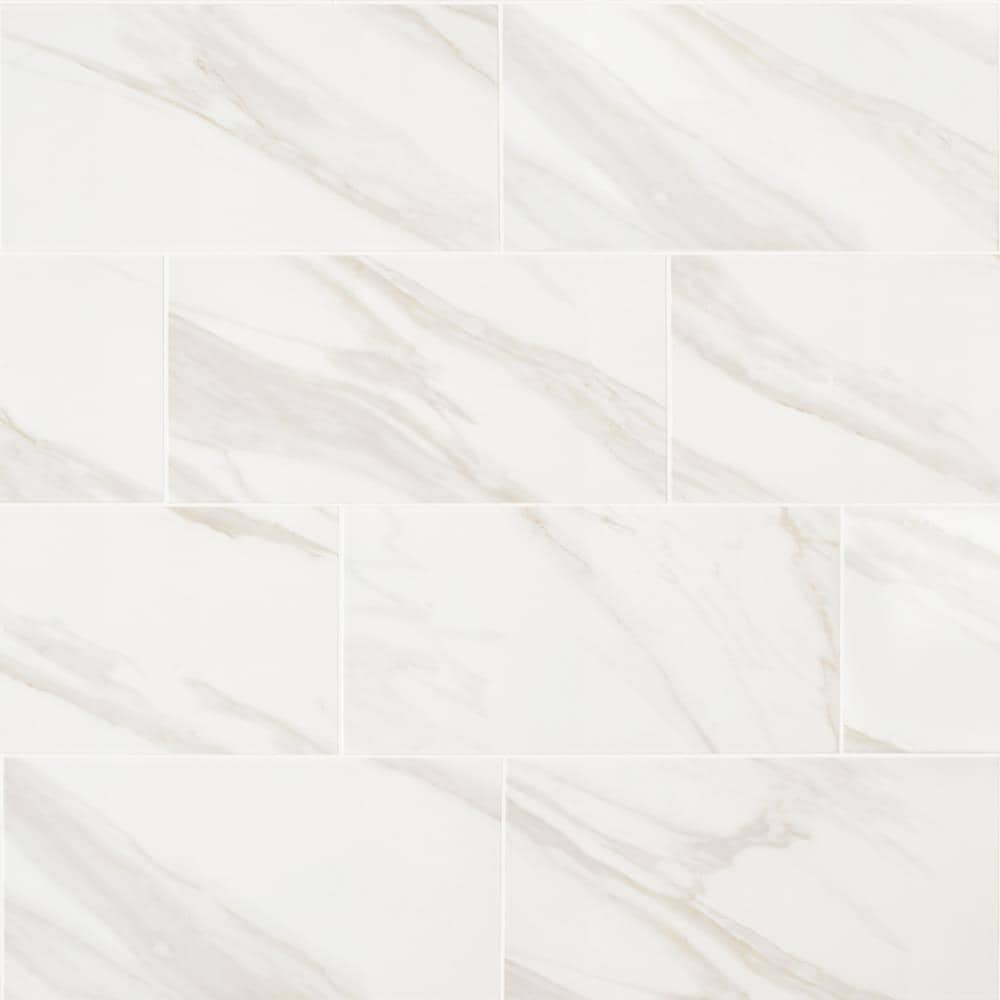 North Park White Marble 12-in x 24-in Matte Porcelain Marble Look Floor and Wall Tile (1.95-sq. ft/ Piece) | - American Olean NP201224HC1P6