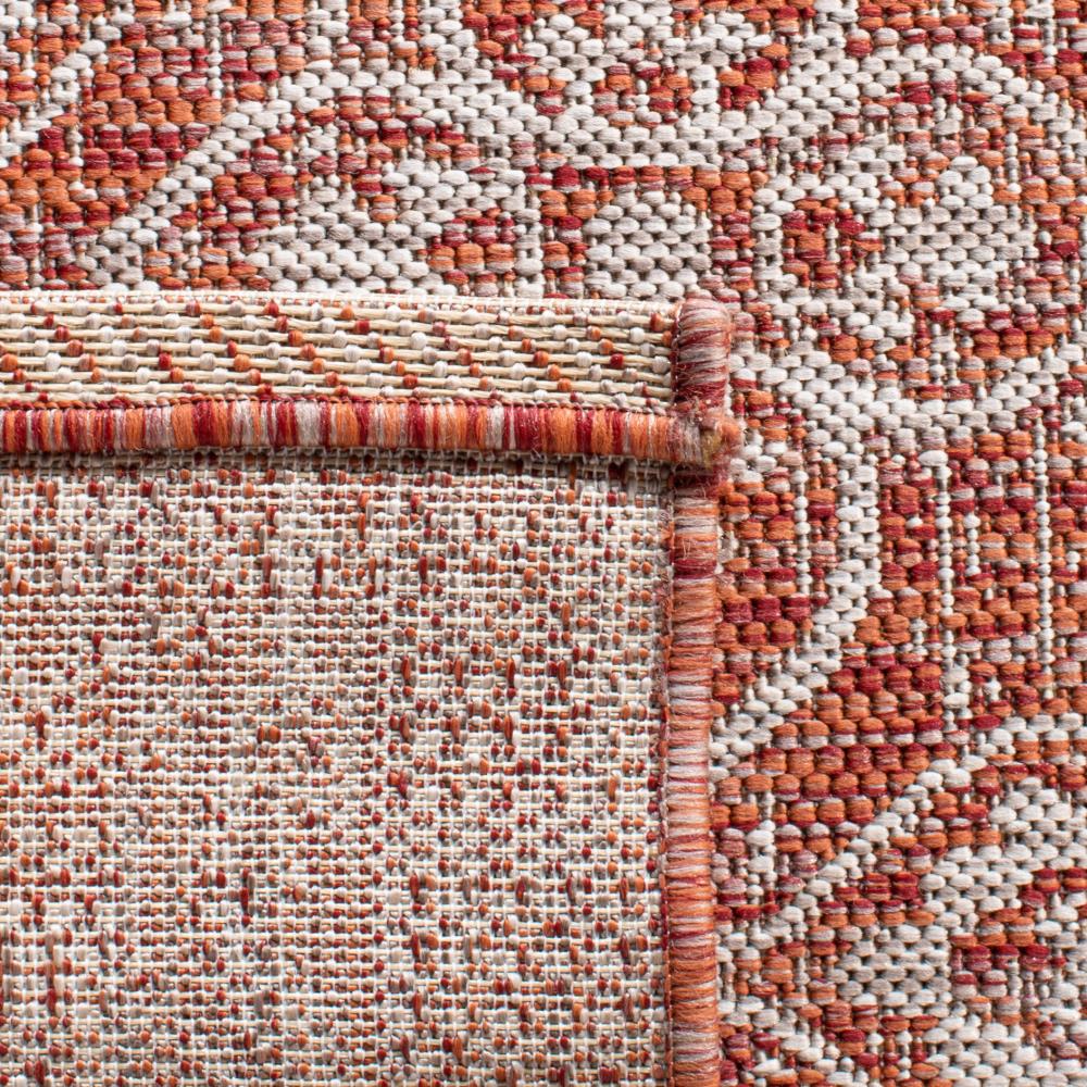 Round Rust and Light Grey Flat Woven Synthetic Area Rug, 8' x 11'