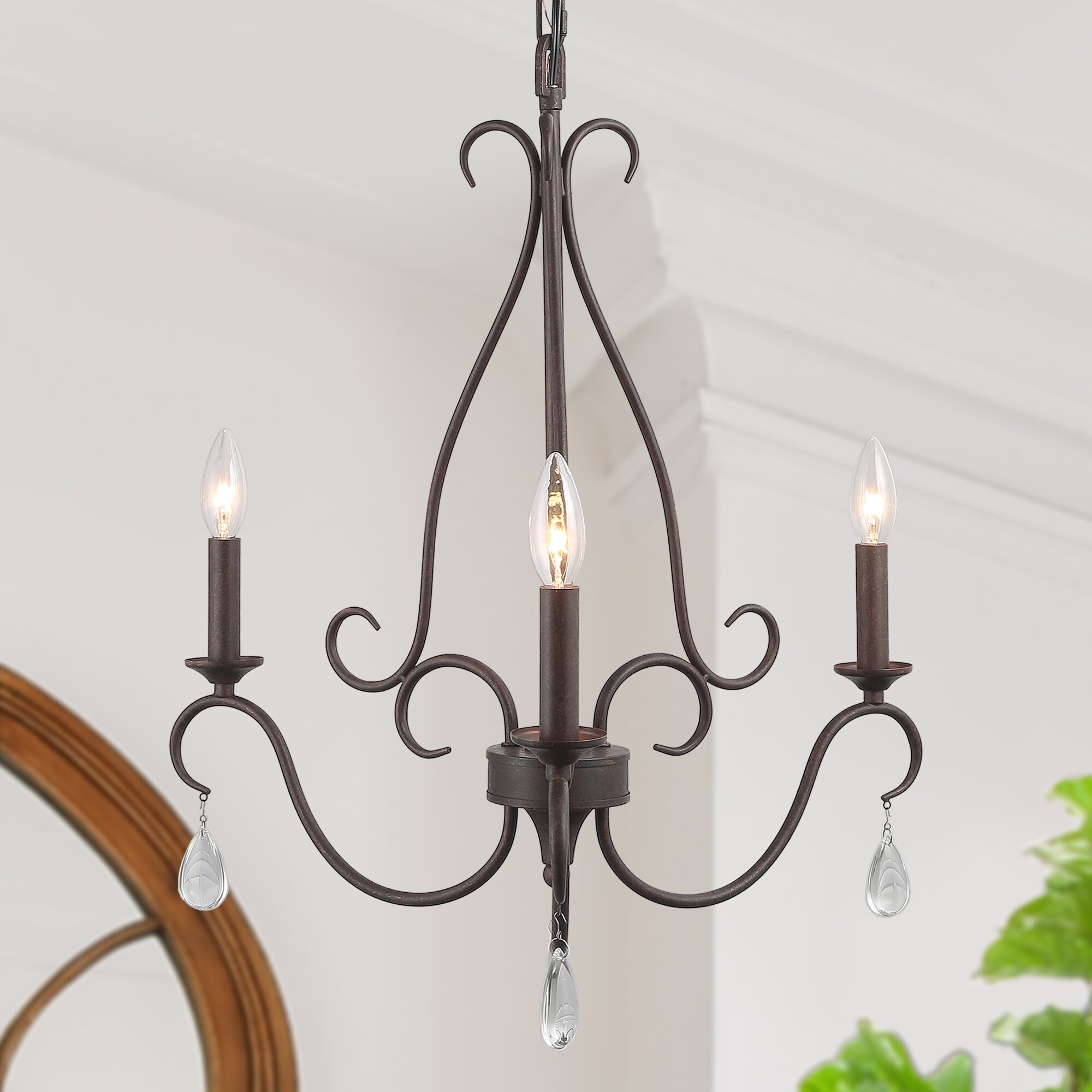 LNC QZFMMULWS3505G6 Miller 3-Light Bronze Industrial LED Dry Rated Chandelier