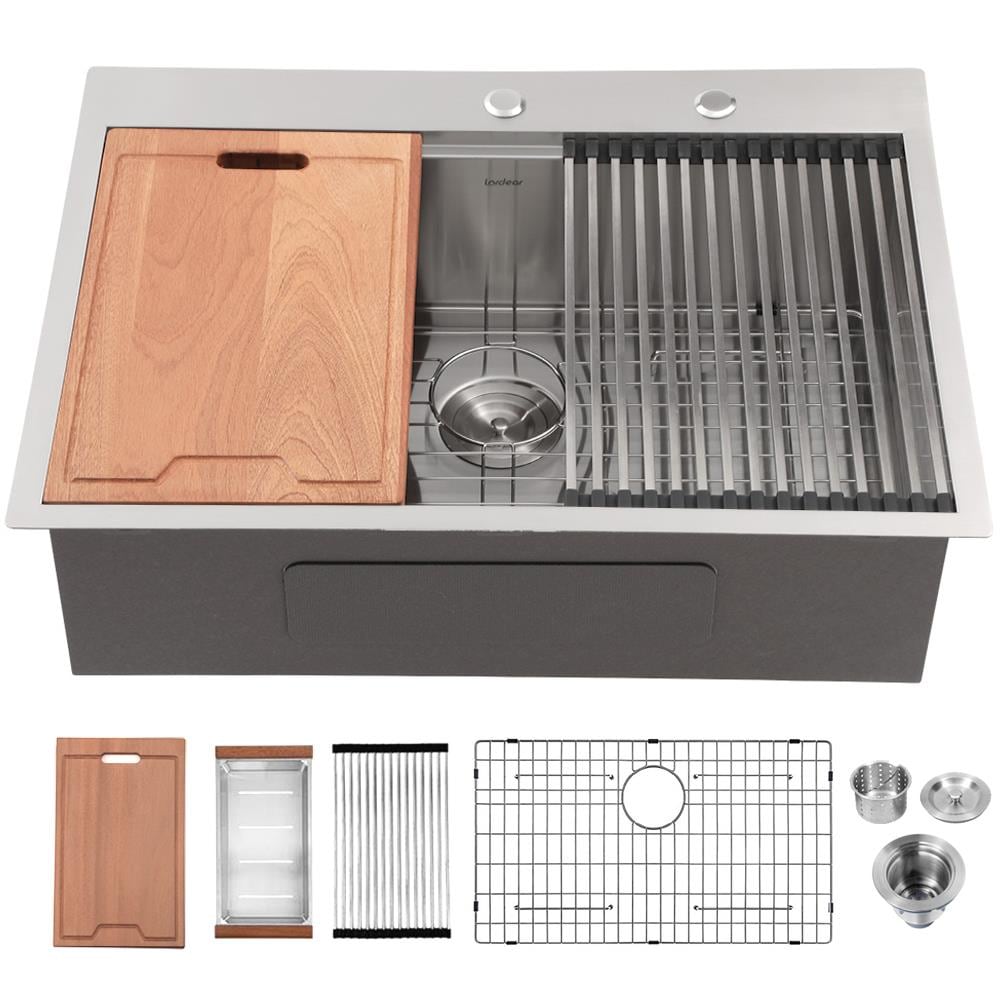 CASAINC Farmhouse Apron Front 22-in x 30-in Stainless Steel Single Bowl ...