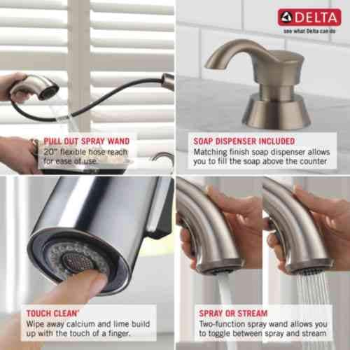 Delta Ashton Stainless Single Handle Pull Down Kitchen Faucet With Deck   07913014 