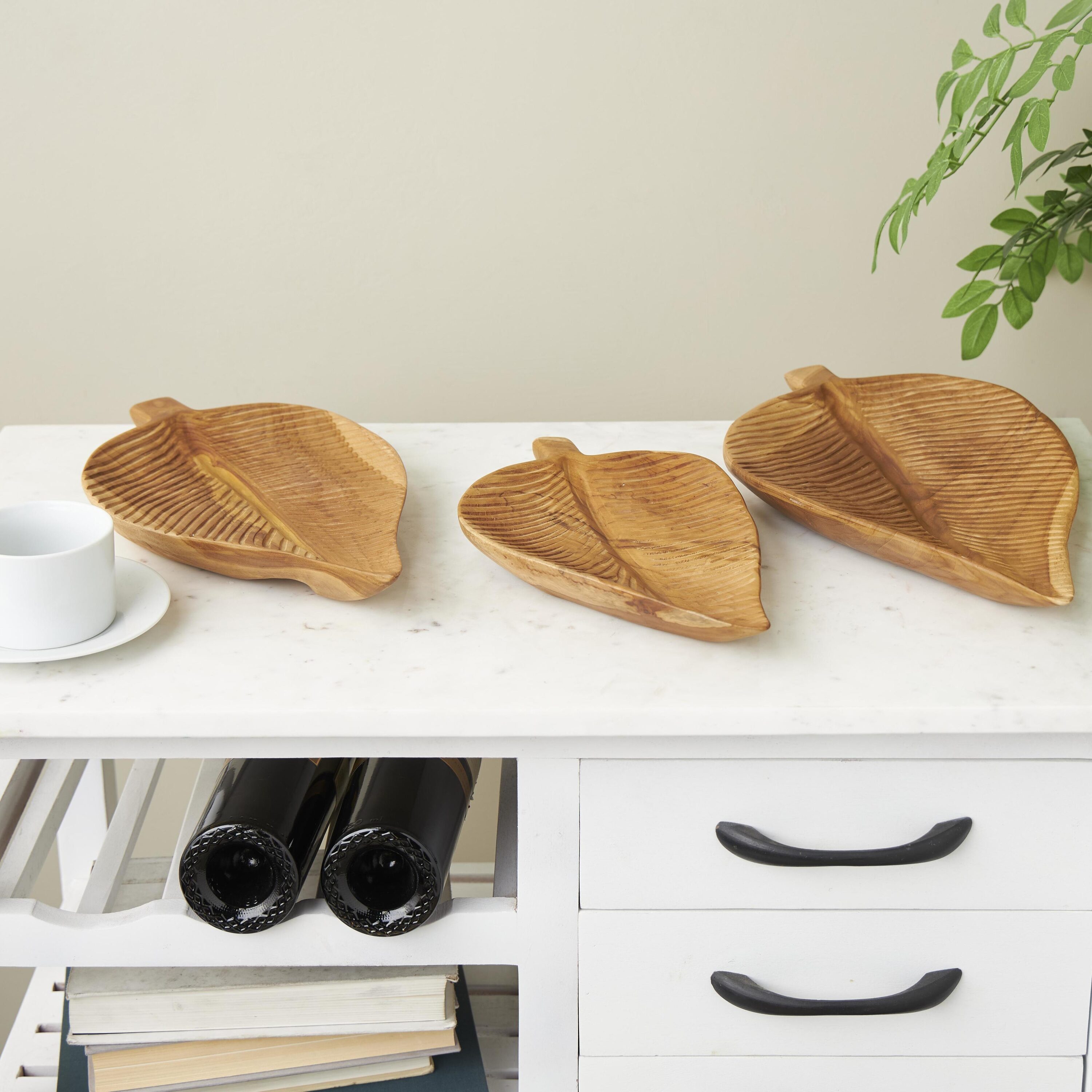 Grayson Lane 822706 3 -Pack Brown Wood Farmhouse Decorative tray