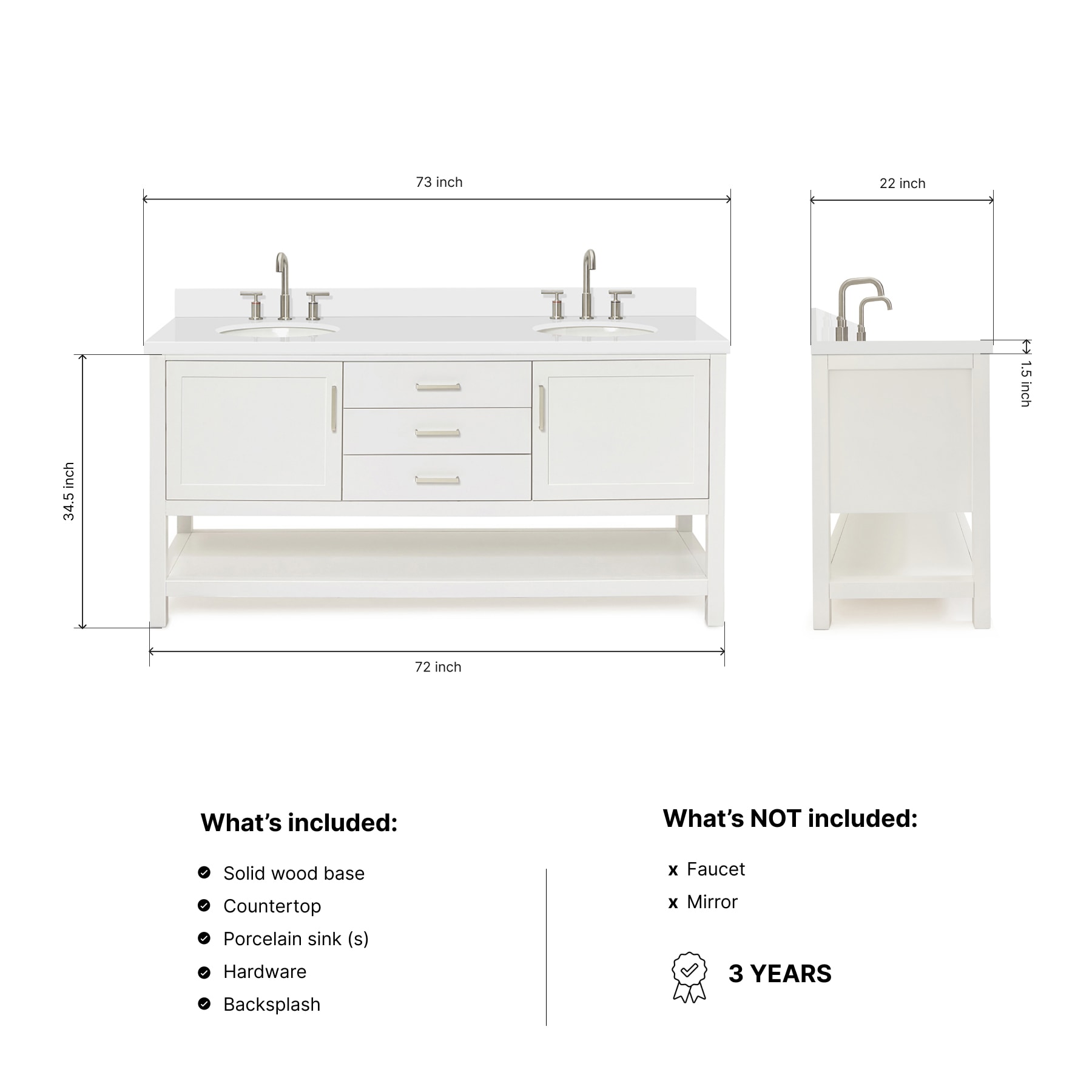 ARIEL R073DWQOVOWHT Bath-Vanity-Combo - View #4