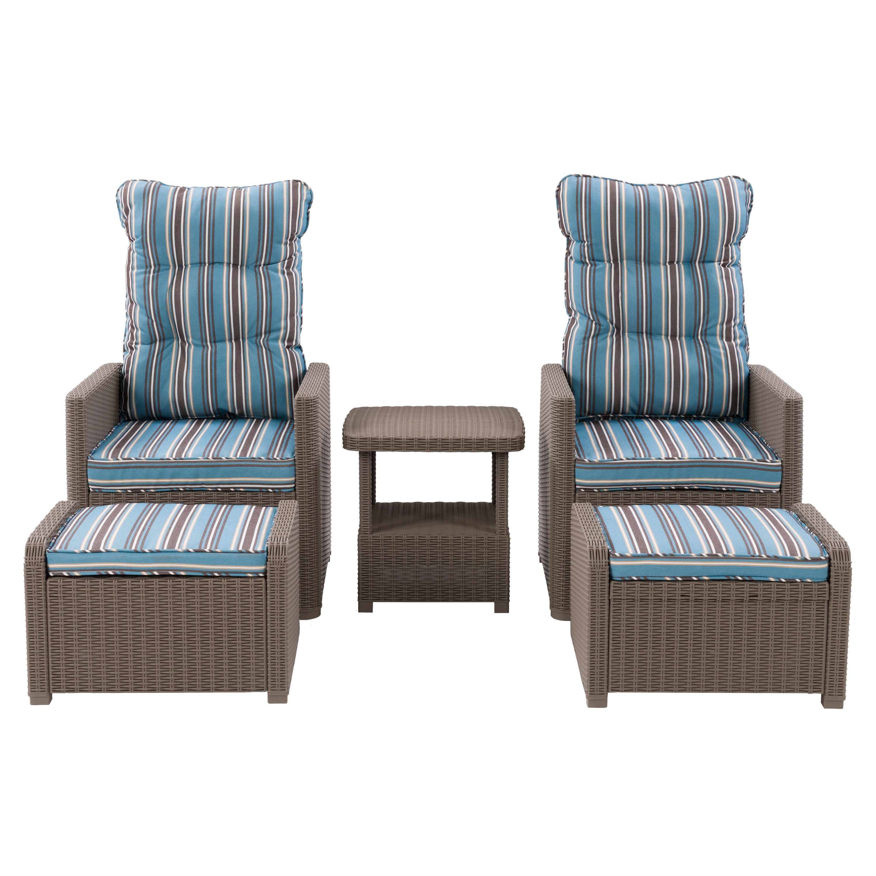 CorLiving PLF-301-R Lake Front 5 -Piece Rattan Patio Conversation Set with Multiple color/finishes Cushions