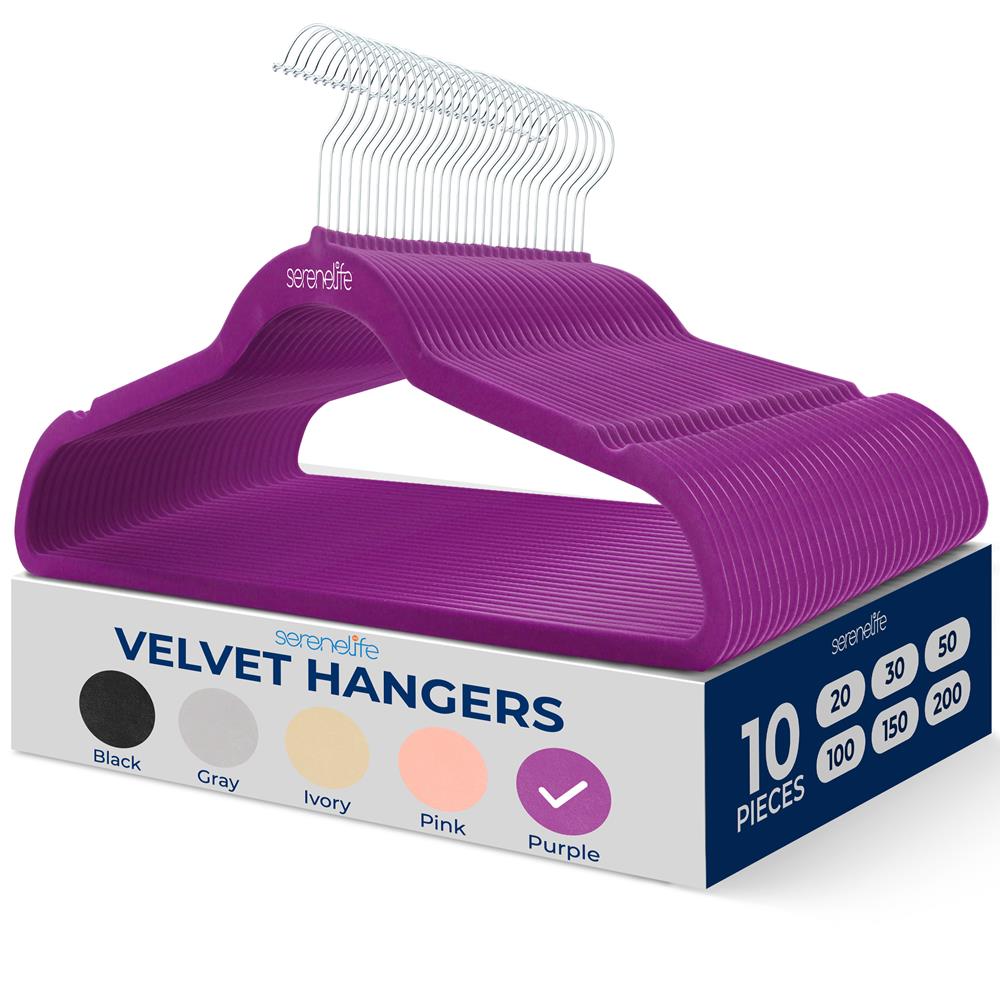 SereneLife  10 Pack Velvet Hangers NonSlip with 360 Swivel Hook UltraThin Lightweight Velvet Hangers for Shirts Sweaters Hoodies Kids Clothes and Dresses SpaceSaving