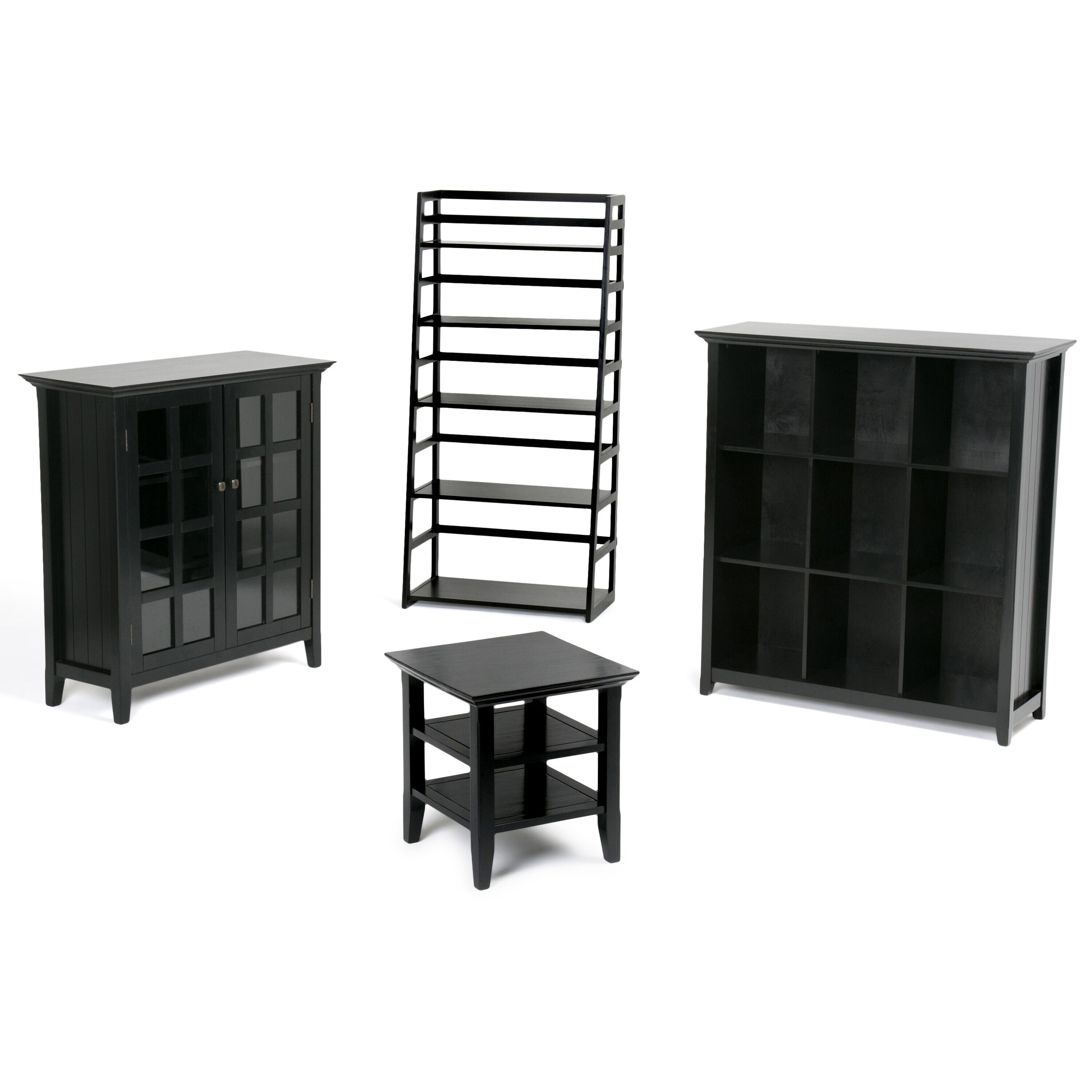 Acadian 39" Black Solid Pine Freestanding Storage Cupboard with Adjustable Shelves