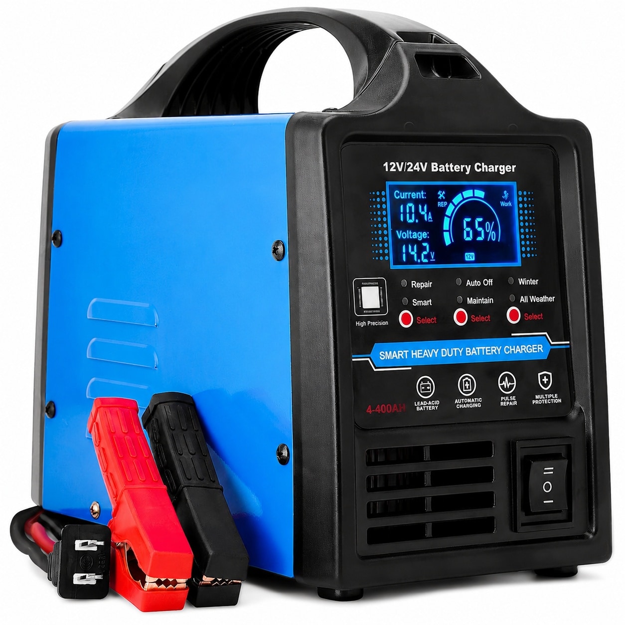 KIWDZFU  12V 24V Lead Acid power cell Charger Heavy Duty Smart Automatic power cell Maintainer with Repair Auto Off Winter and Summer Mode for