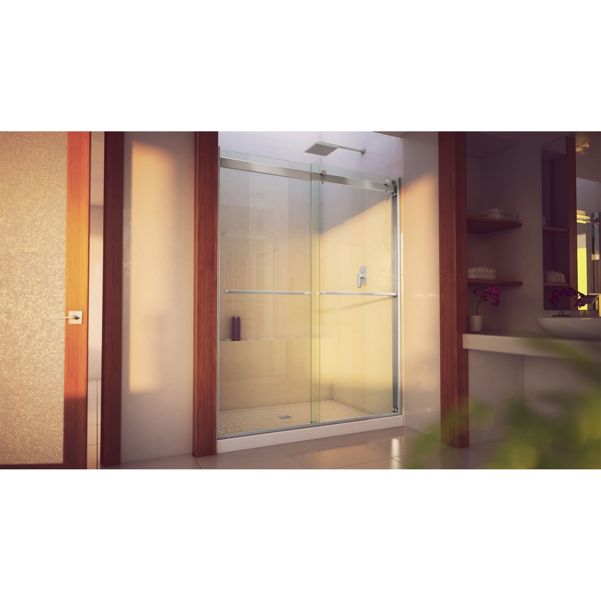 Essence-H 60" x 76" Brushed Nickel Semi-Frameless Shower Door