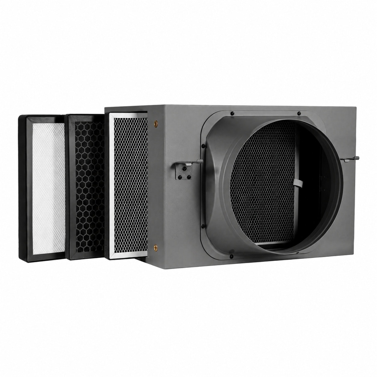 ITOPFOX  Inline Filter Box Ten Inch Three Layer Air Filtration Box with High Efficacy high-efficiency and Carbon Filter for Inline Duct Fan HVAC