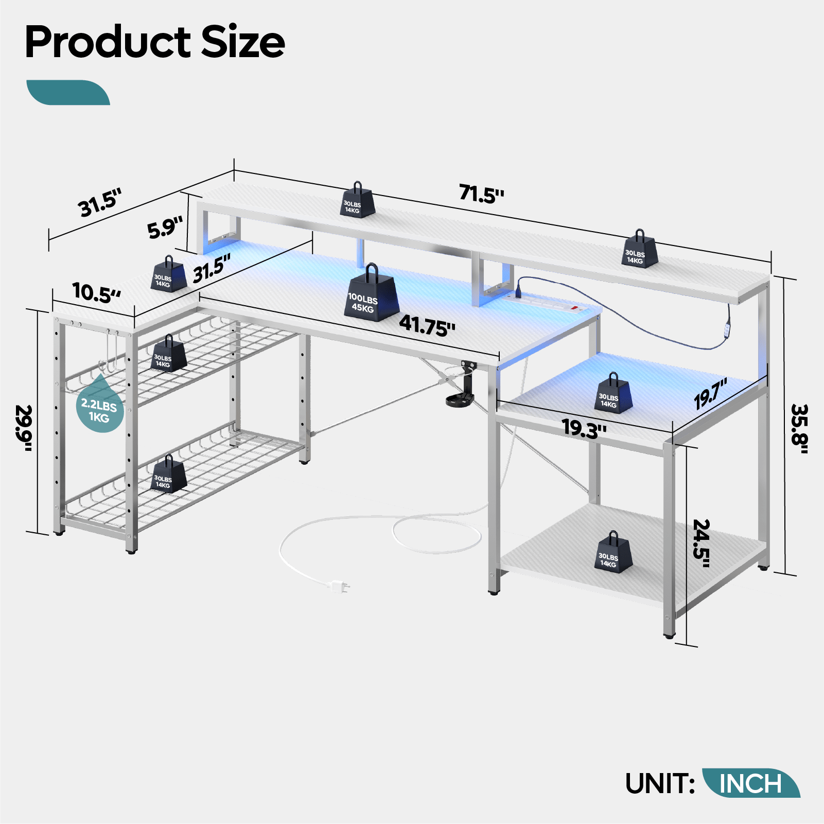 Bestier LOW-H100618KUS-WDCF desks - View #4