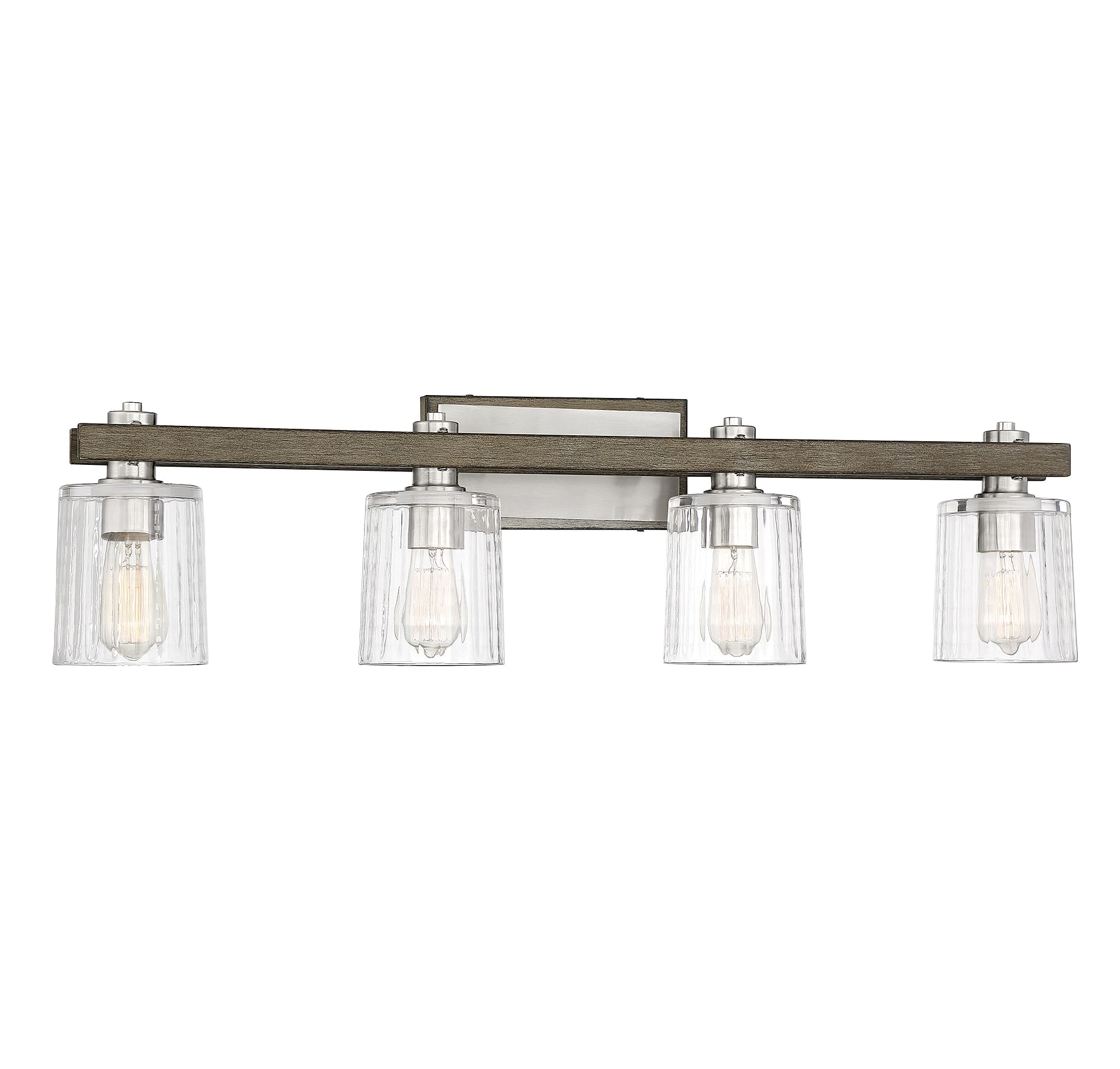 Halifax 4-Light Satin Nickel and Gray Wood Vanity Light