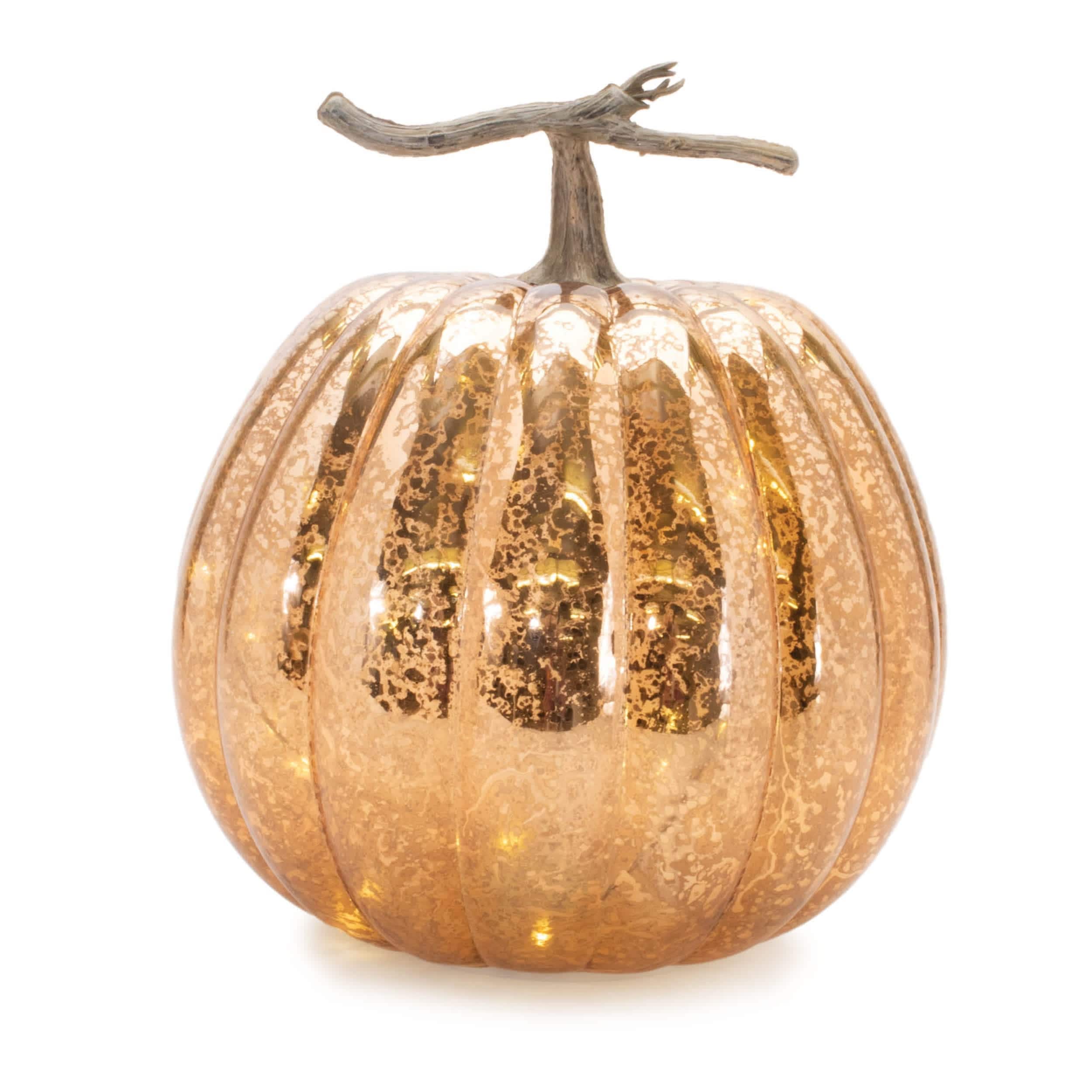 Melrose International 95485DS LED Mercury Glass Pumpkin Decor (Set of 2)