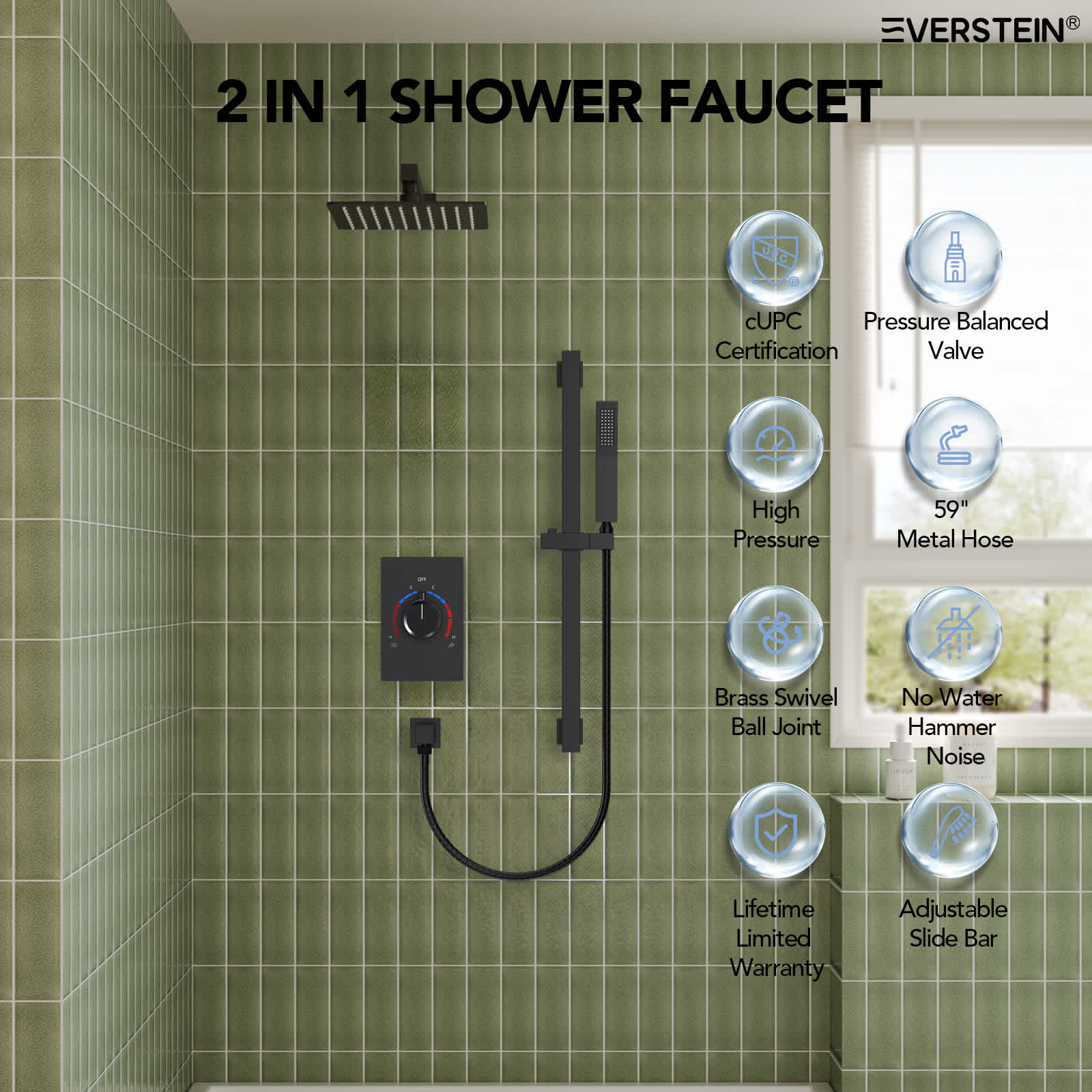 EVERSTEIN SFS-1036-BK10 Tub-Shower-Faucets - View #2