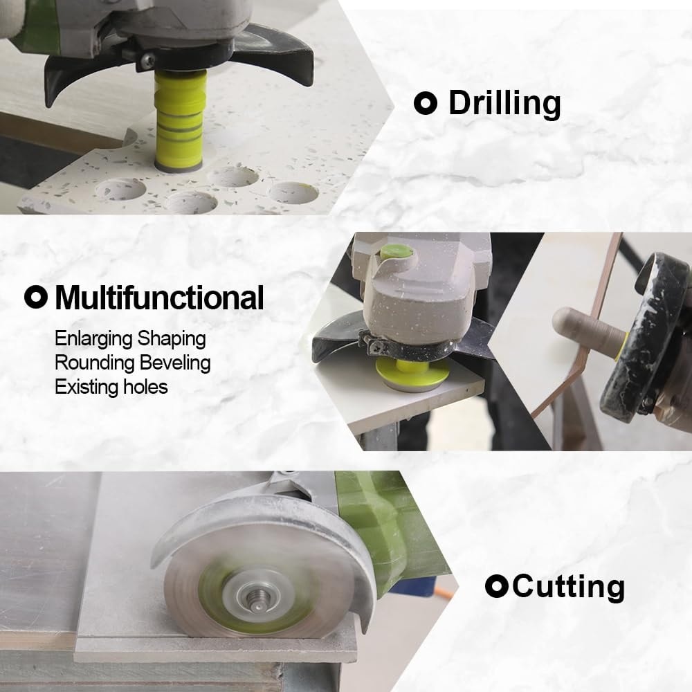 Aoibox  13 Piece Tile Hole Saw Kit with Diamond Core Bits Adapters Finger Bit and Chamfer Bit
