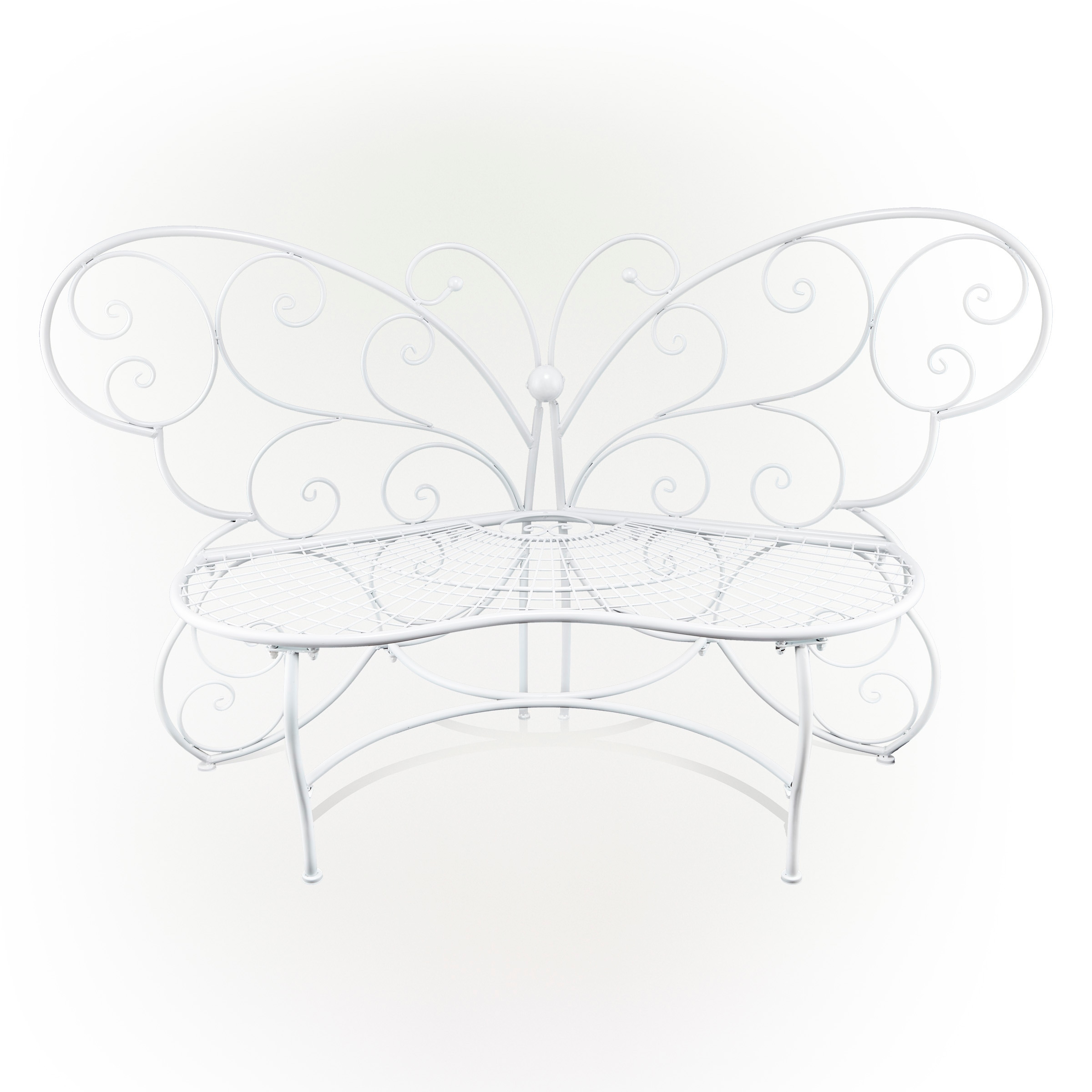 Alpine Corporation BAZ400WT 62-Inches W x 38-Inches H White Iron Traditional Bench
