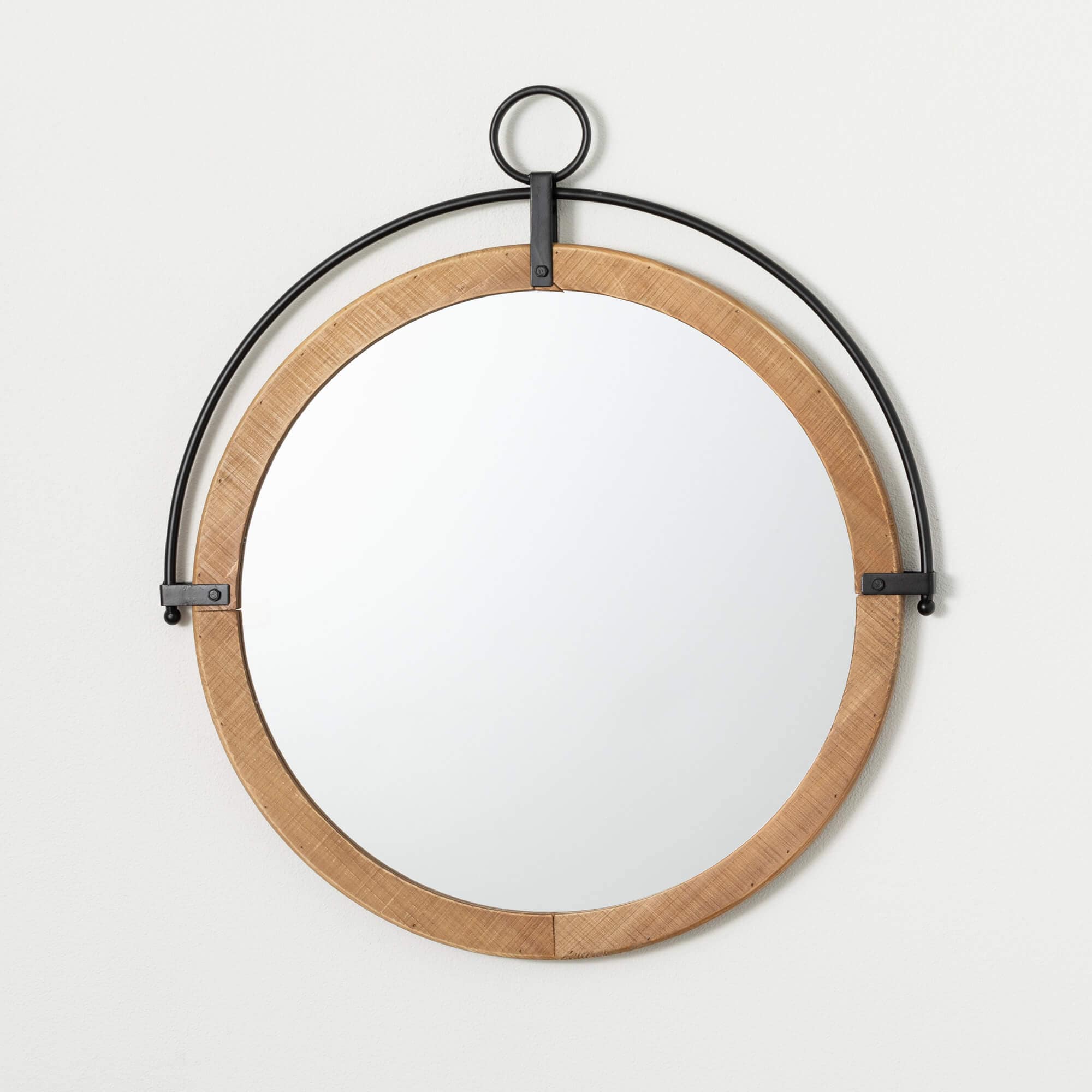 Sullivans MIR198 Weekend Retreat 24.75-Inches W x 28.75-Inches H Round Black, Brown Framed Wall Mirror