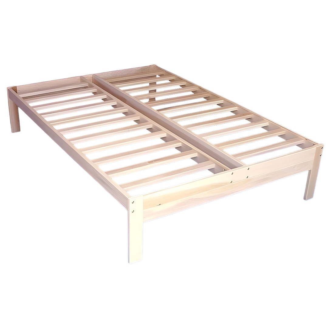 Slickblue Natural Full Size Unfinished Wood Platform Bed Frame with Slat Support for DIY Bedrooms and Modern Spaces