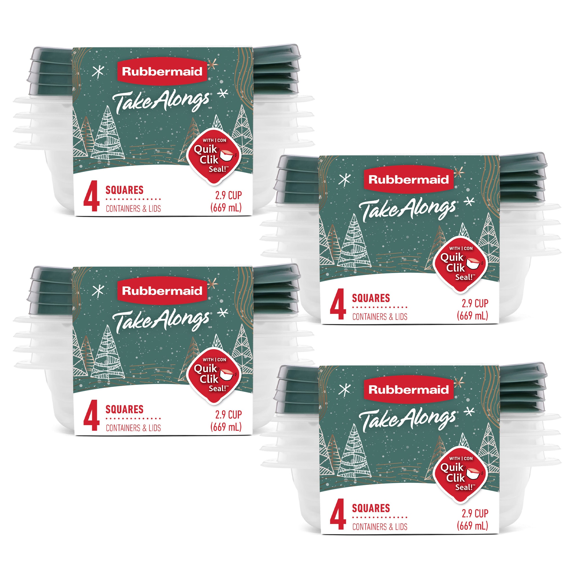 Rubbermaid 16 Pack TakeAlongs Clear Food Storage Container Lid 2.9 Cup Green #4 X 2170793