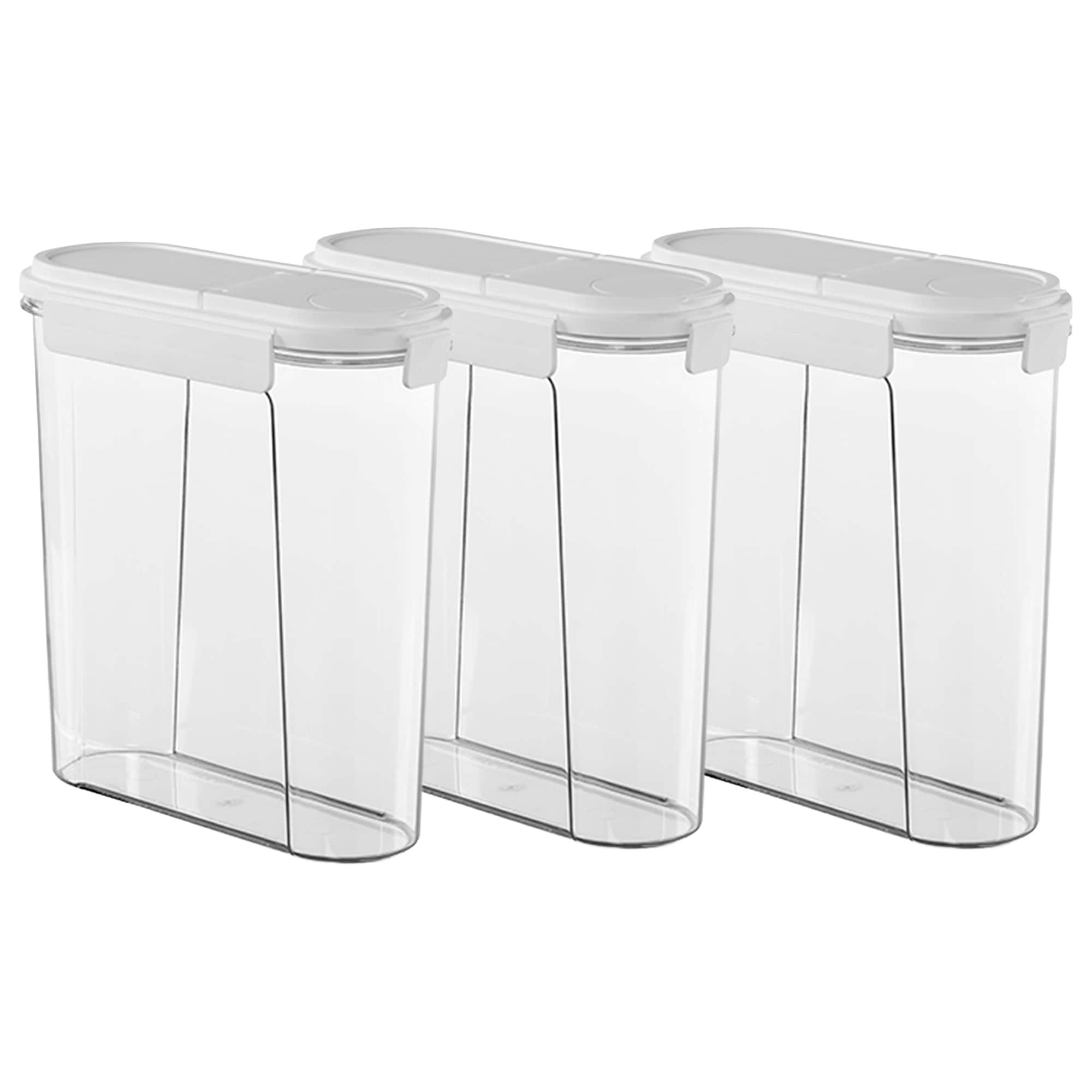 Etokfoks  Clear Plastic Cereal Food Storage Containers Set Airtight Flip Top Lids Kitchen Pantry Organizer Dispenser 3 pcs