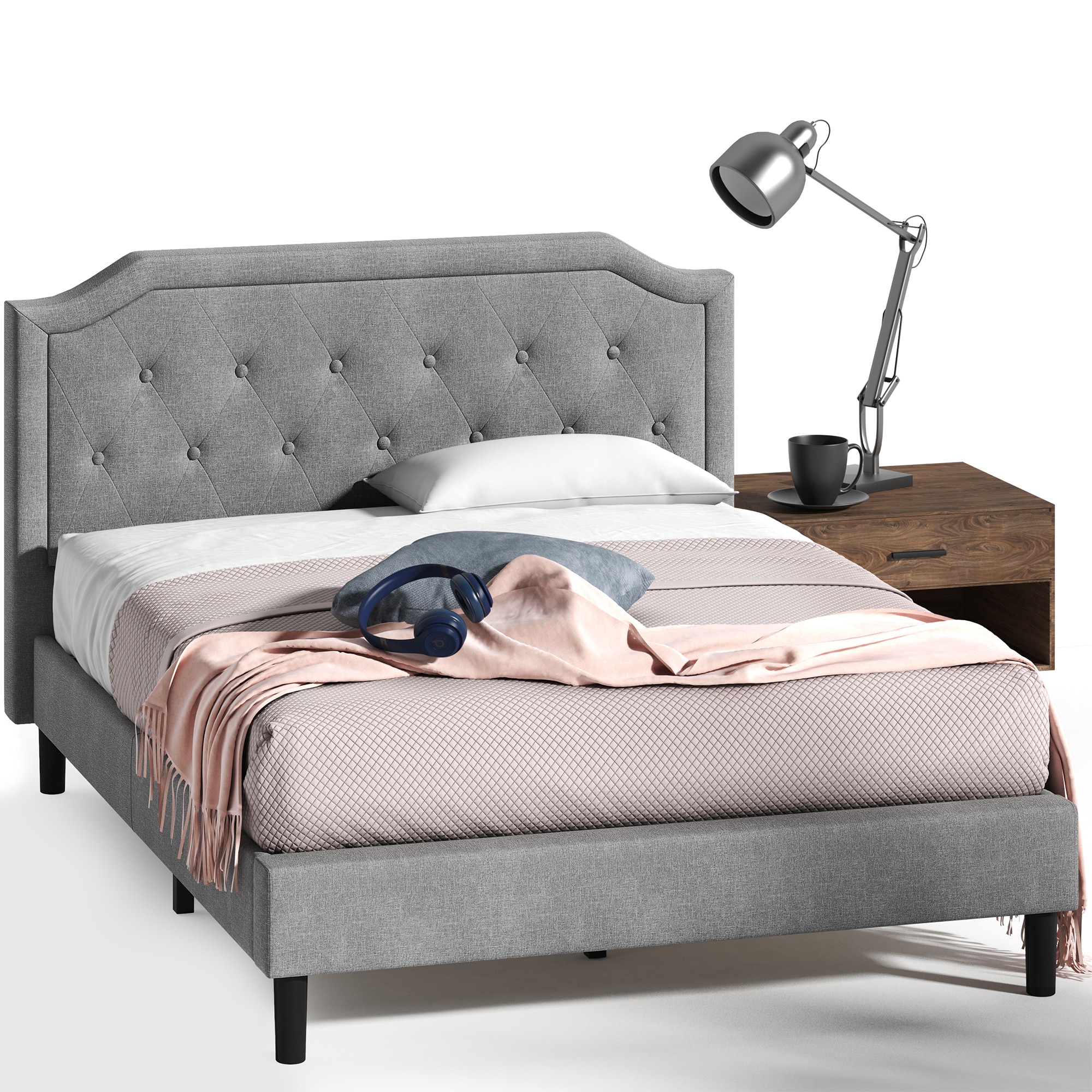 Zinus SPI-TSUL-P-K Gray King Metal Platform Bed