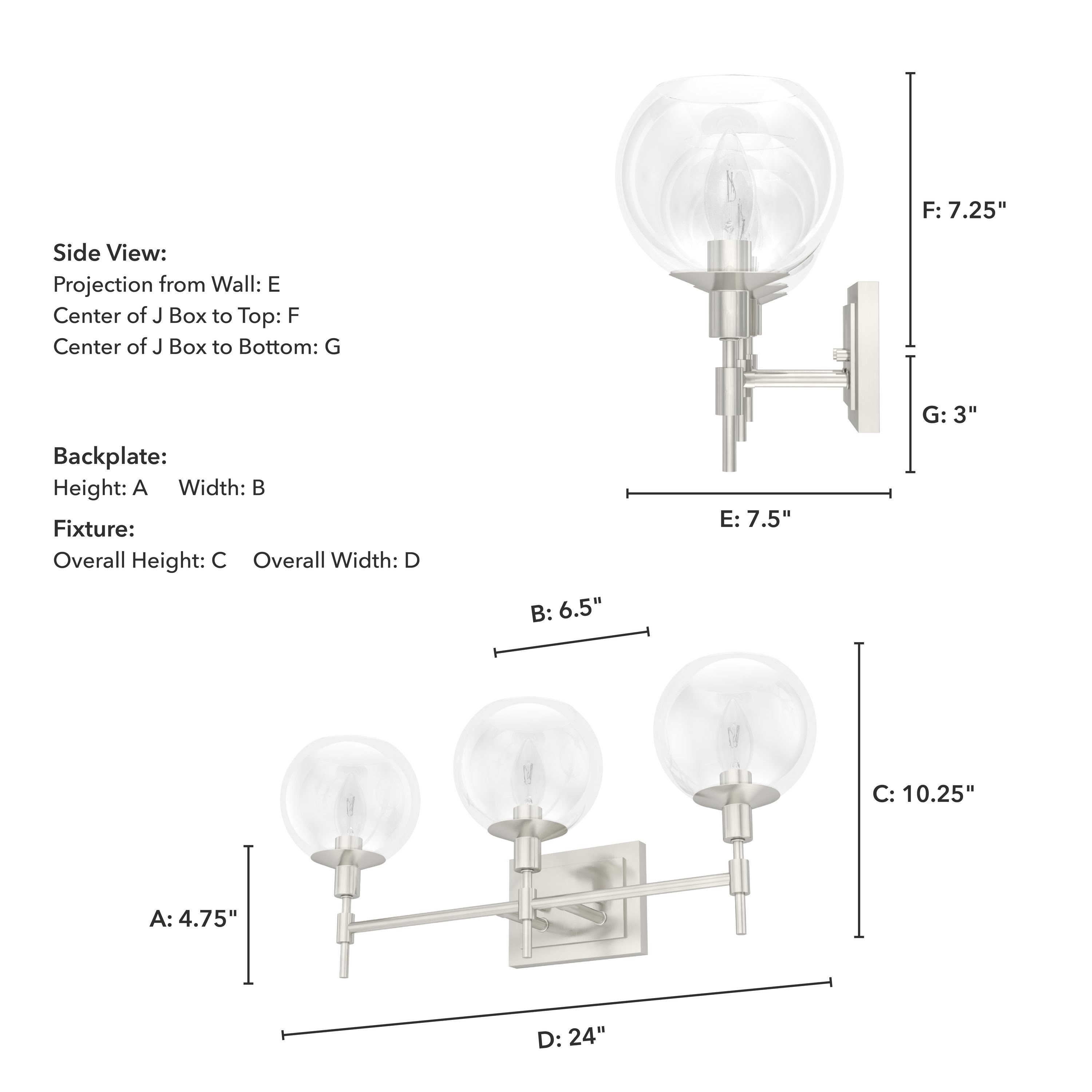 Hunter Xidane 24-in 3-Light Brushed Nickel LED Mid-century Vanity Light ...