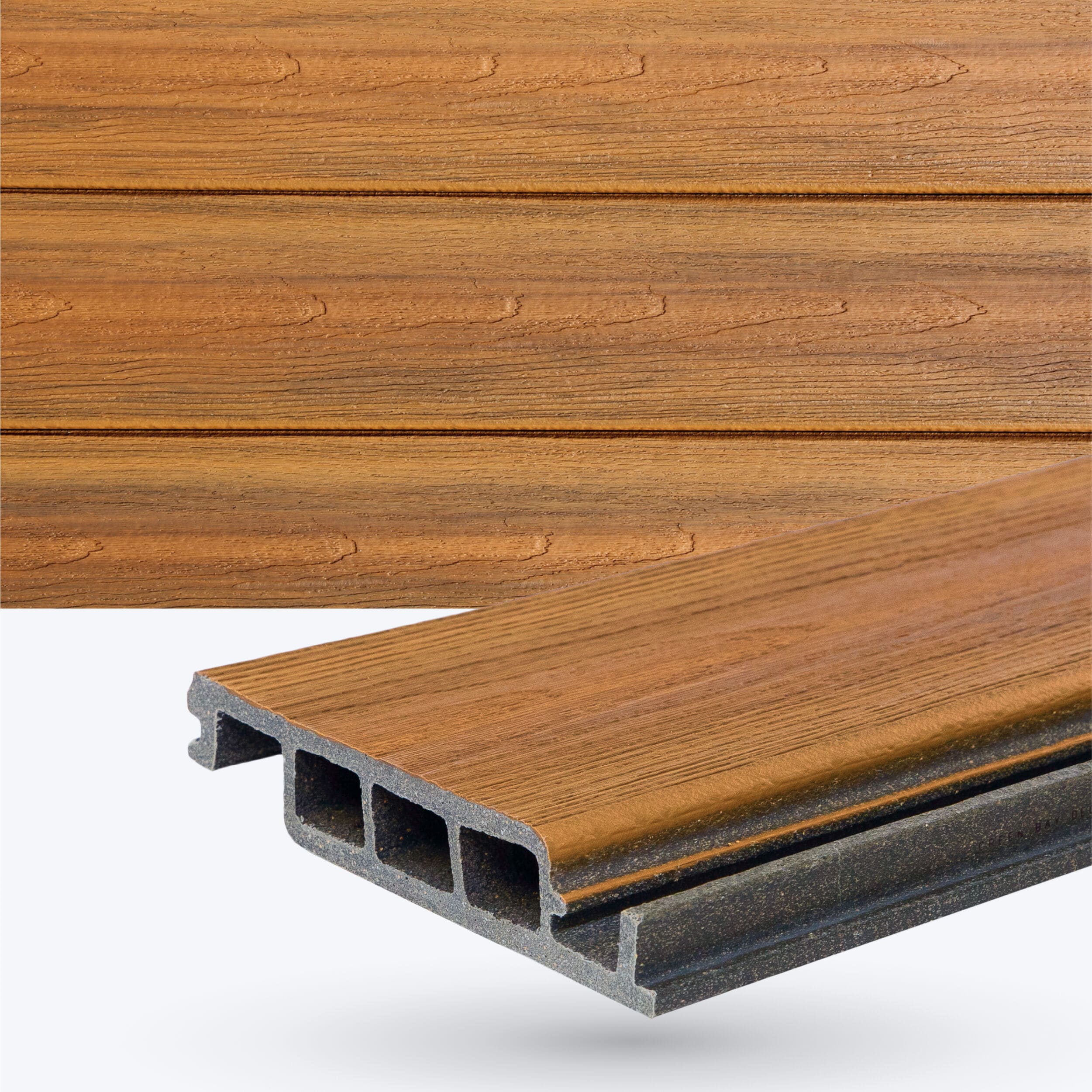 DuxxBak DX-D-144WC Water-Shedding 1-in x 6-in x 12-ft Warm Cedar Interlocking Composite Deck board