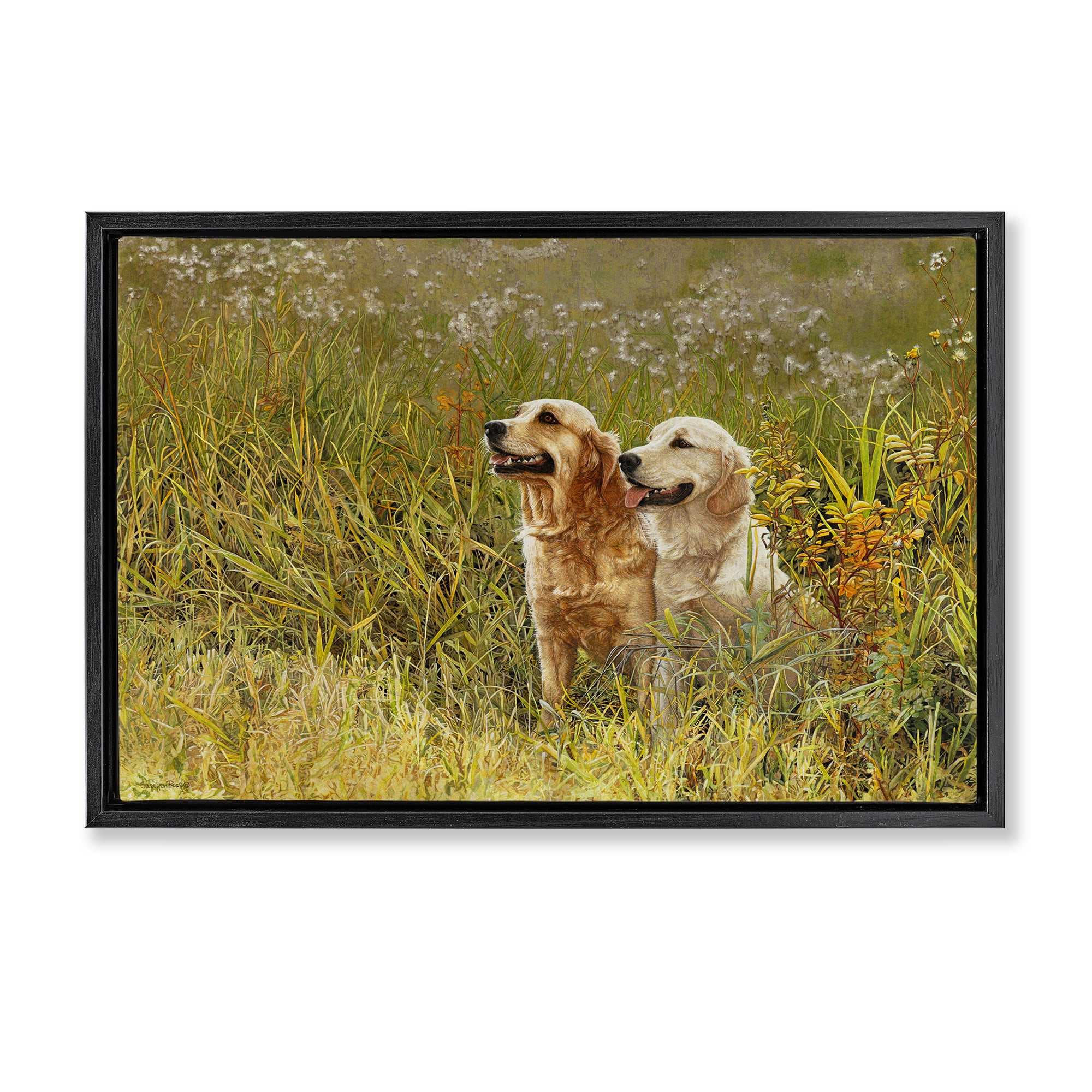 Stupell Industries BT-253-FFB-16X24 Happy Dogs Field Day Black Framed Floater Canvas Wall Art By Sueellen Ross 25 x 17