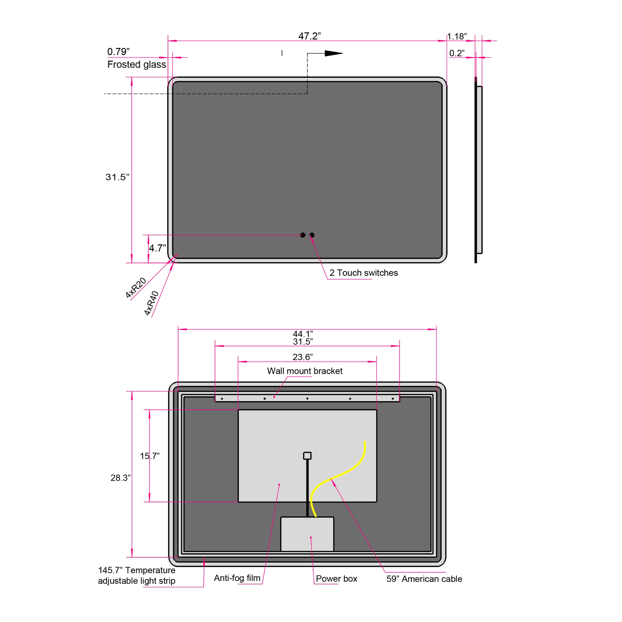Forclover EVR-BM05 Framed-Bath-Mirrors - View #4