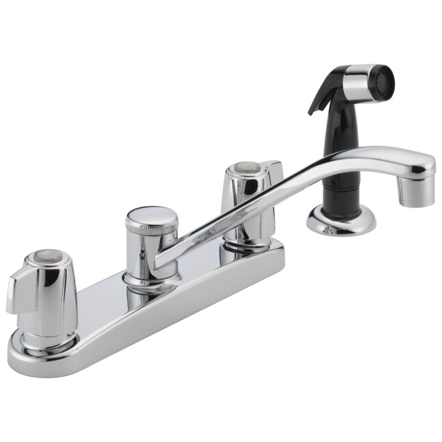 Peerless Chrome 2-Handle Deck-Mount Low-Arc Handle Kitchen Faucet (Deck Plate Included) Peerless Chrome 2-Handle Deck-Mount Low-Arc Handle Kitchen Faucet (Deck Plate Included)