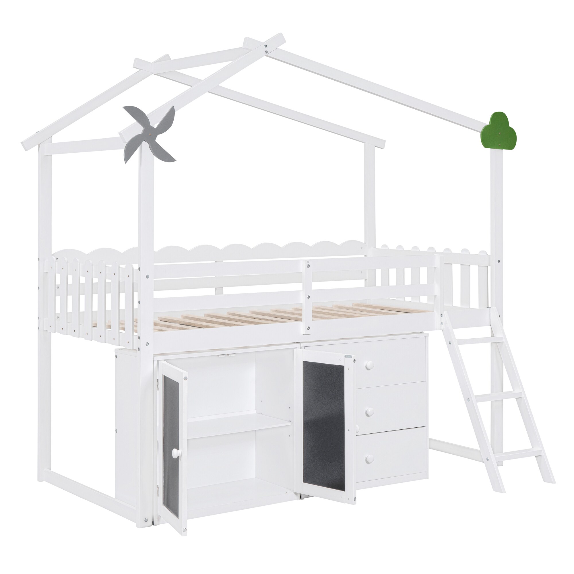 Nestfair White Twin Wood Bed Frame with Storage in the Beds department