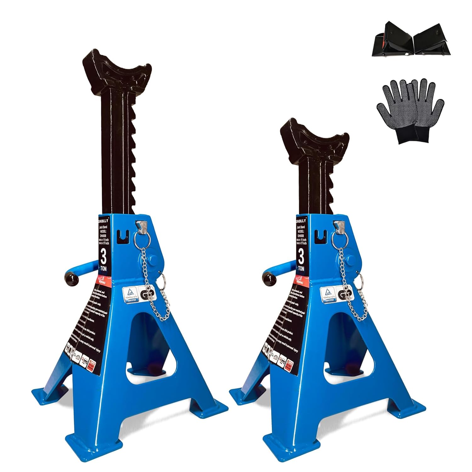 GAOLLY 3 Ton Jack Stands with Double Locking Ratchet Bar and Large Pyramid Base 6600 lb Capacity 1 Pair