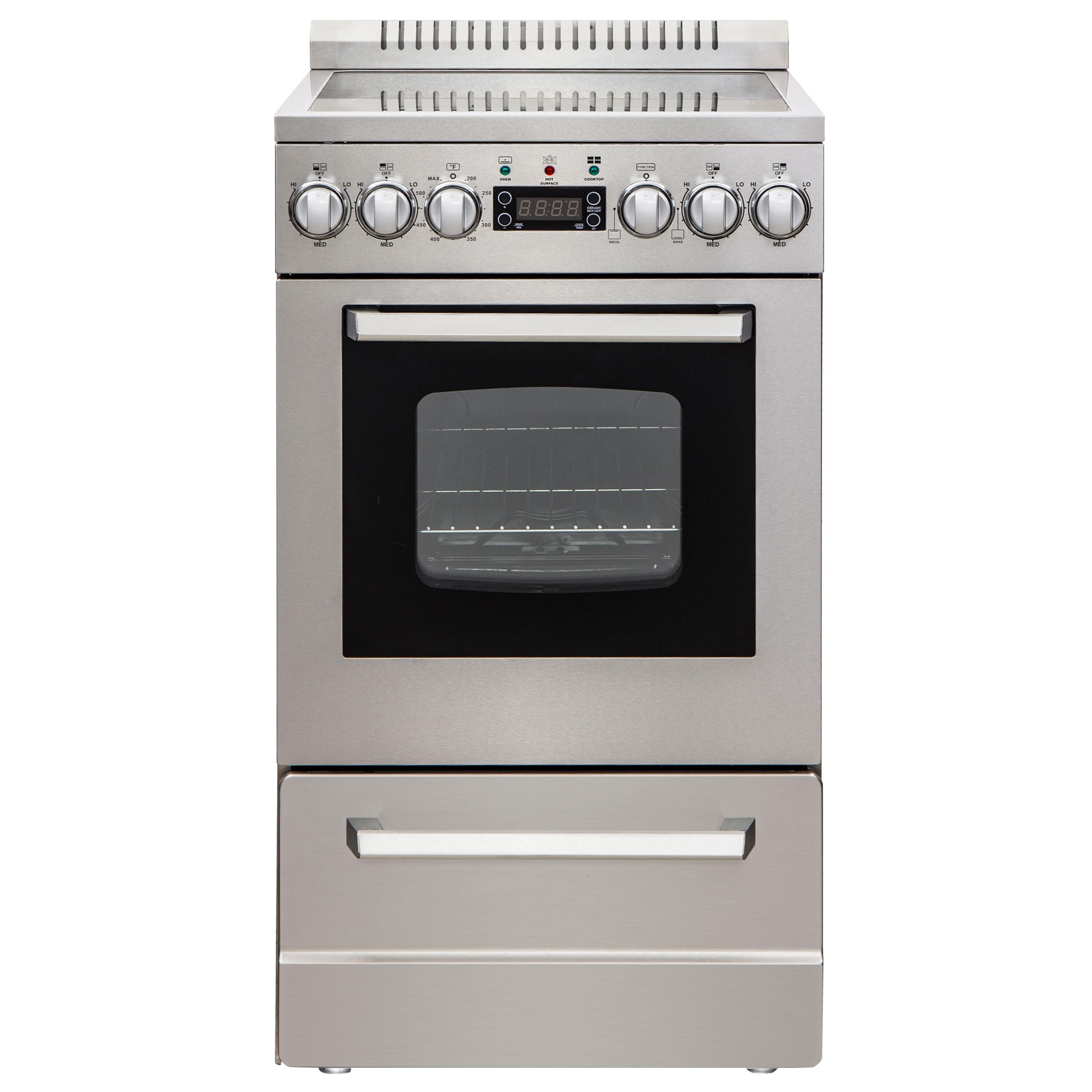 Premier 20-in Glass Top 4 Burners 2.4-cu ft Freestanding Electric Range  (White On White) in the Single Oven Electric Ranges department at