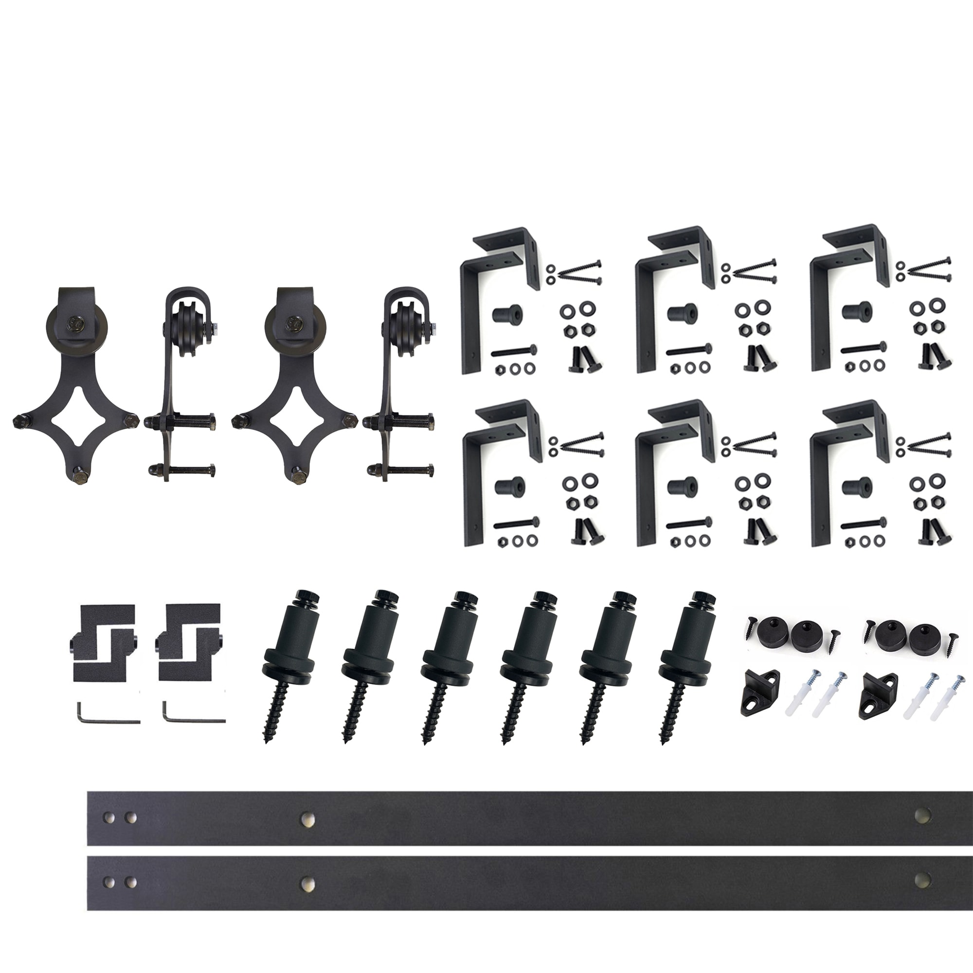 HOMACER 96-in Rustic Black Indoor Arrow Double Bypass Barn Door Hardware Kit JT4TGH096C Sansujyuku sansujyuku.com